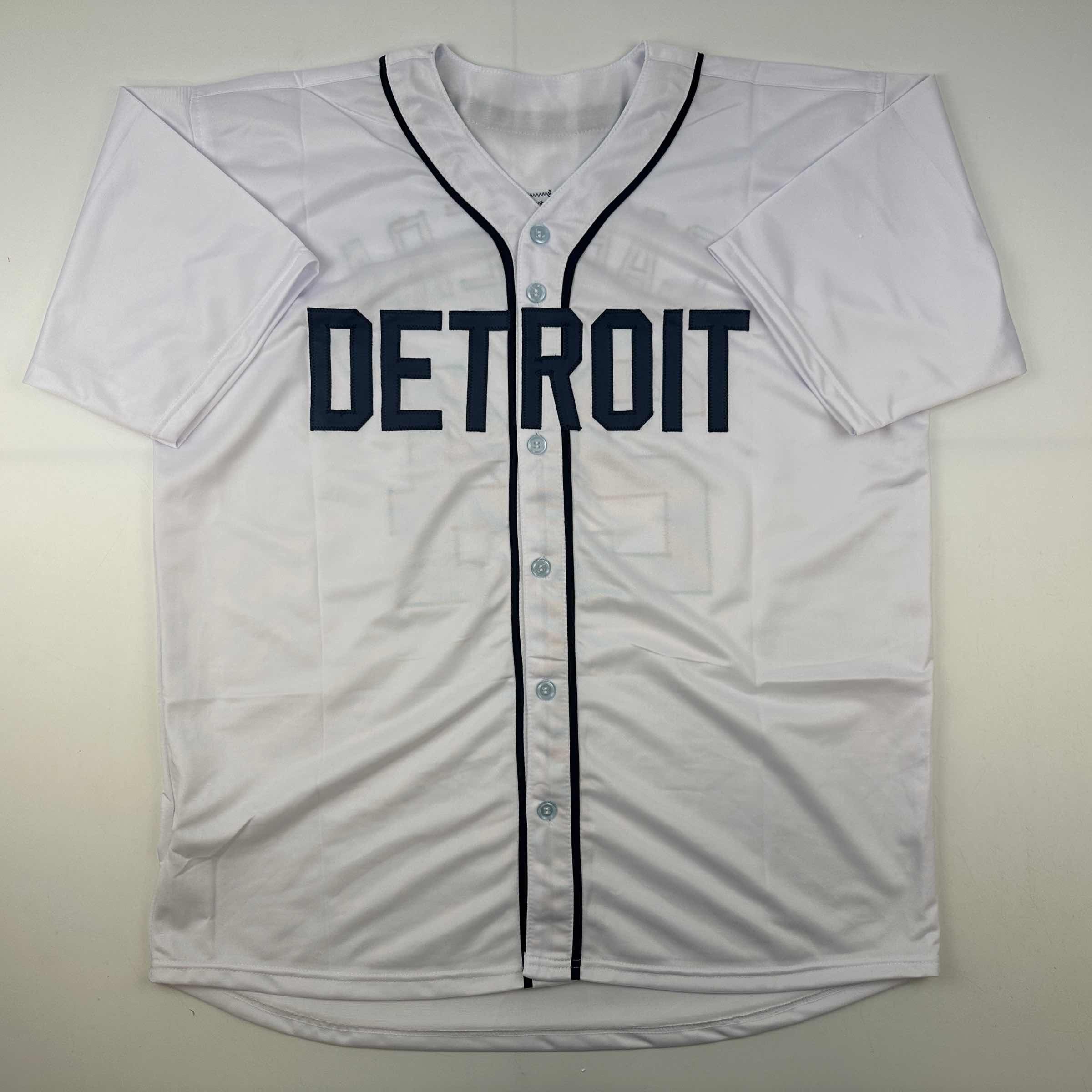 Facsimile Autographed Miguel Cabrera Detroit White Reprint Laser Auto Baseball Jersey Size Men's XL