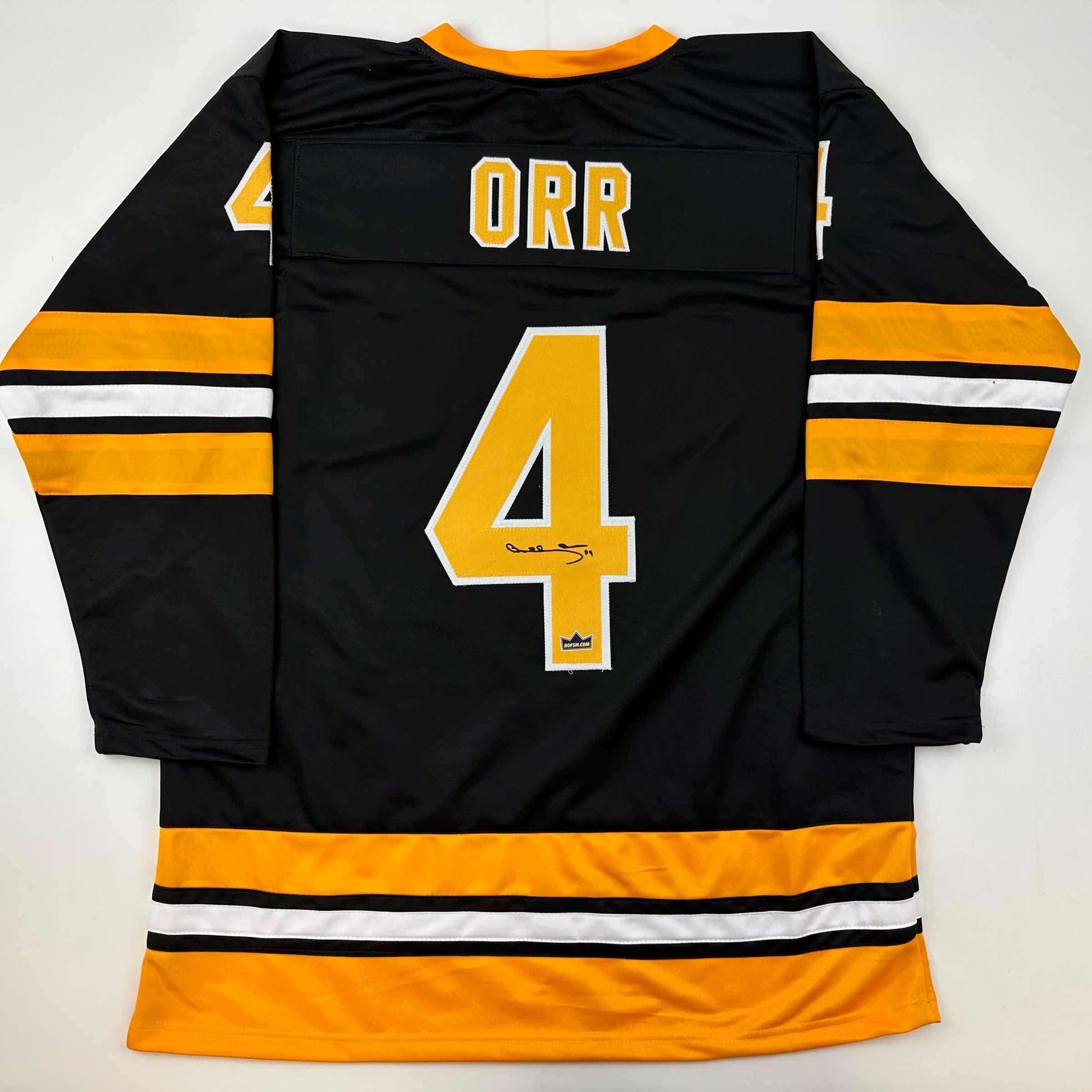 Facsimile Autographed Bobby Orr Boston Black Reprint Laser Auto Hockey Jersey Size Men's XL