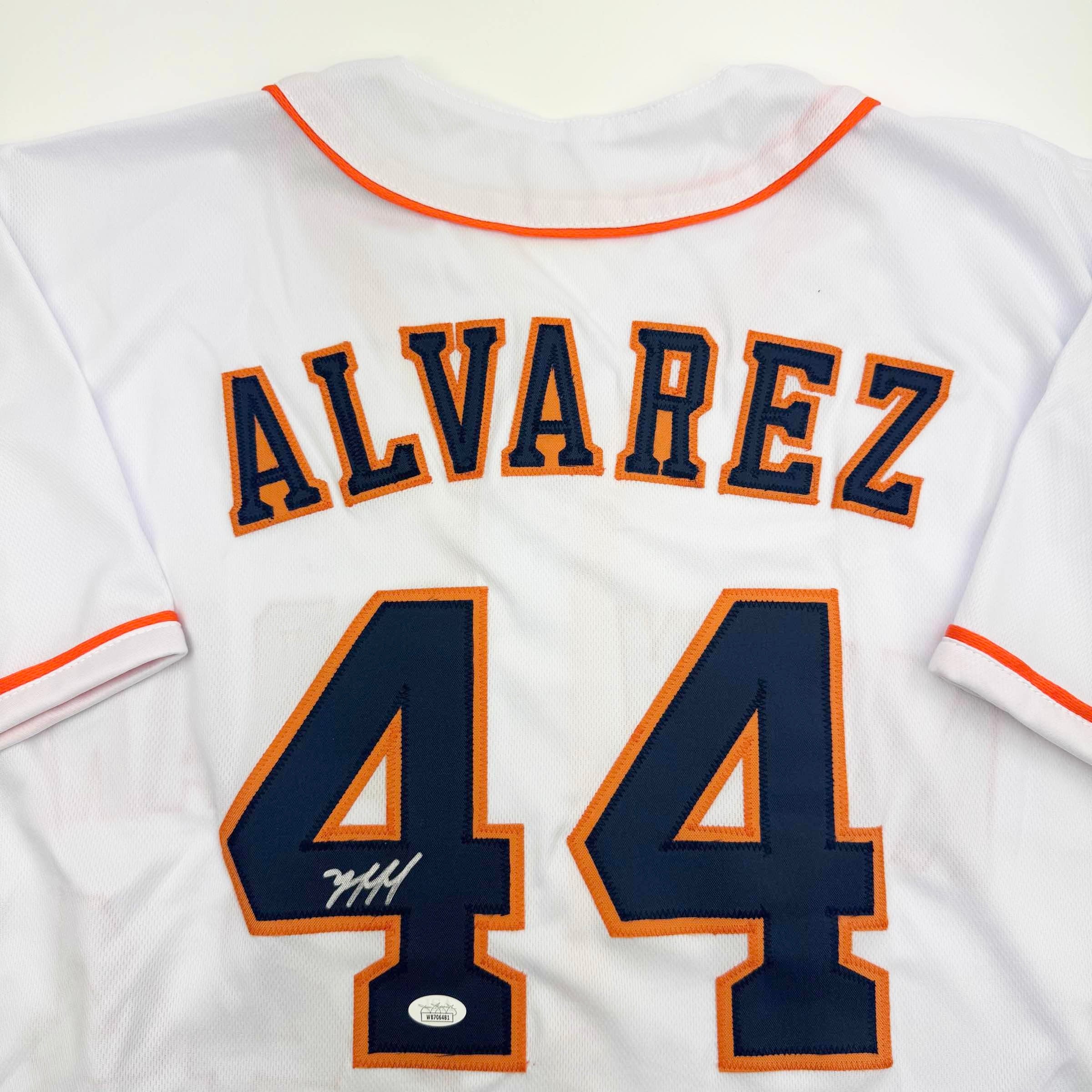 Autographed/Signed Yordan Alvarez Houston White Baseball Jersey JSA COA