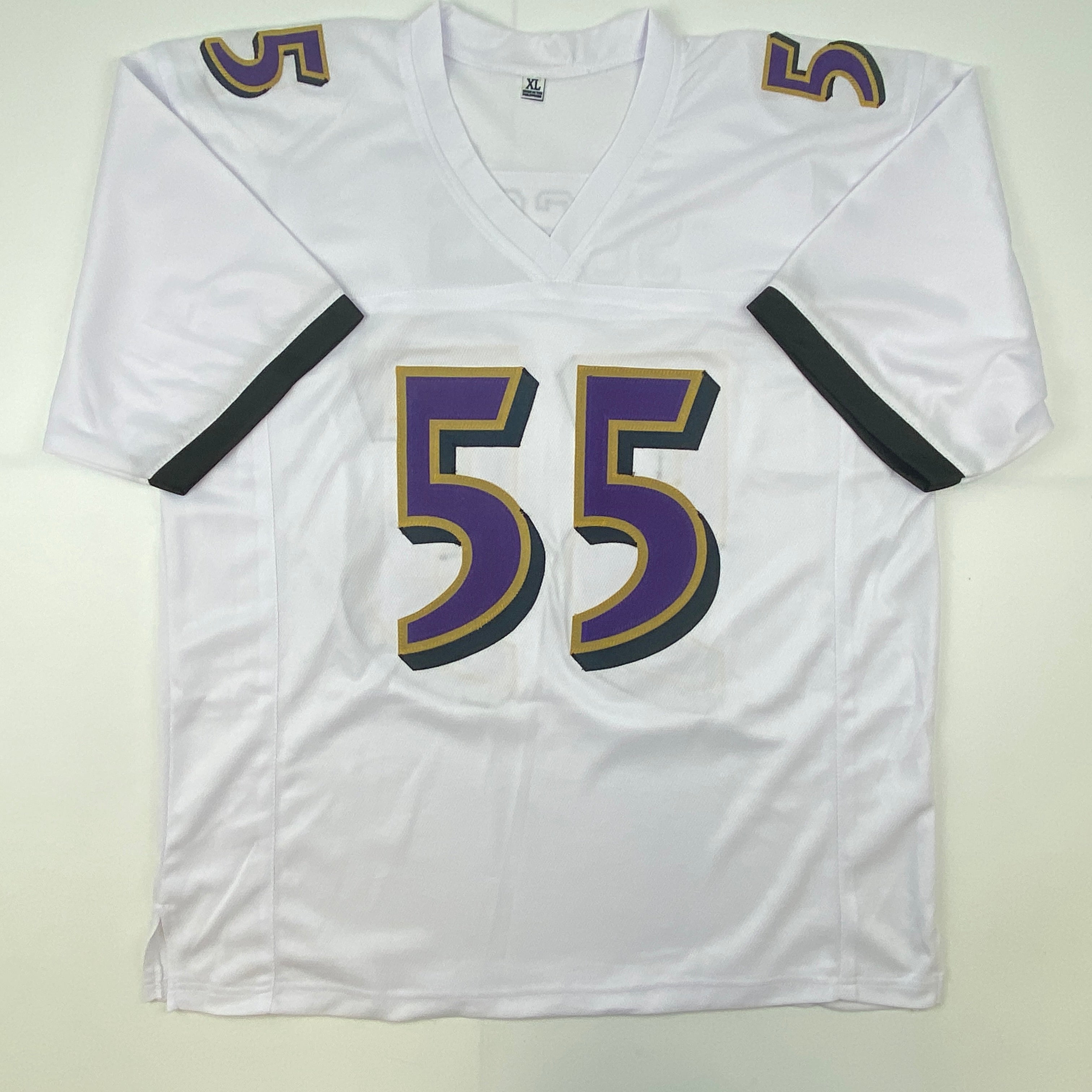 Autographed/Signed Terrell Suggs Baltimore White Football Jersey JSA COA