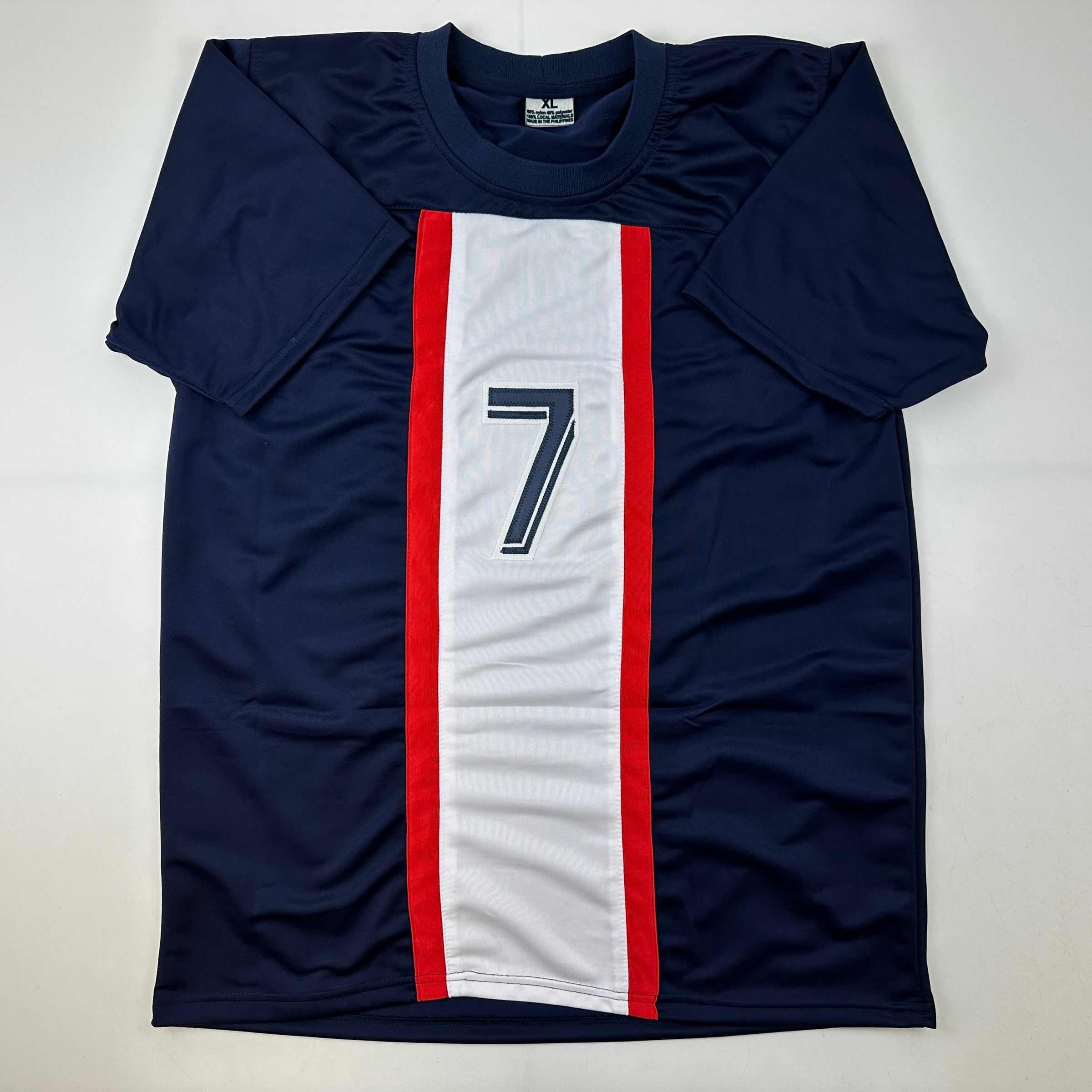 Facsimile Autographed Kylian Mbappe PSG Blue Reprint Laser Auto Soccer Jersey Size Men's XL