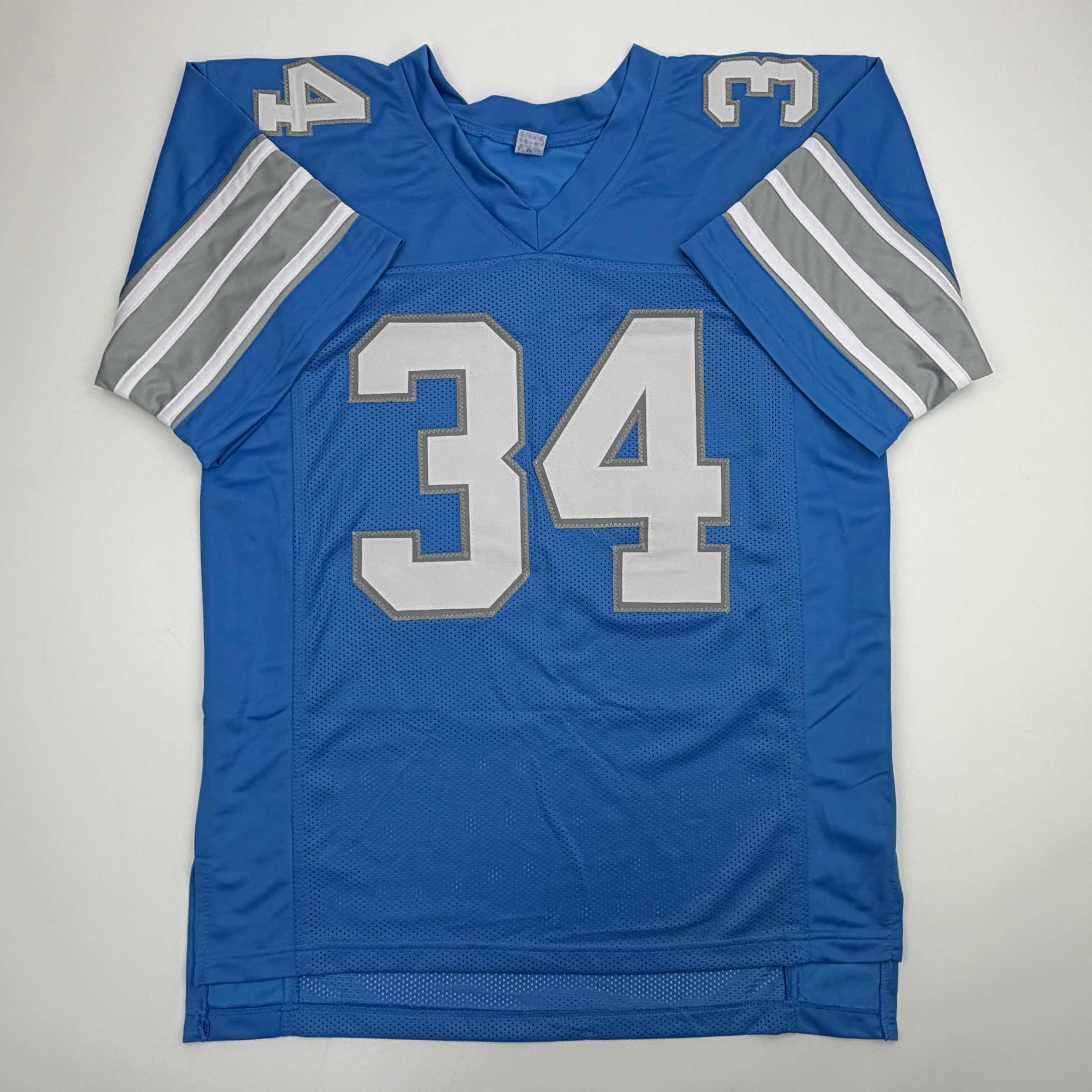 Autographed/Signed Alex Anzalone Detroit Blue Football Jersey Beckett BAS COA