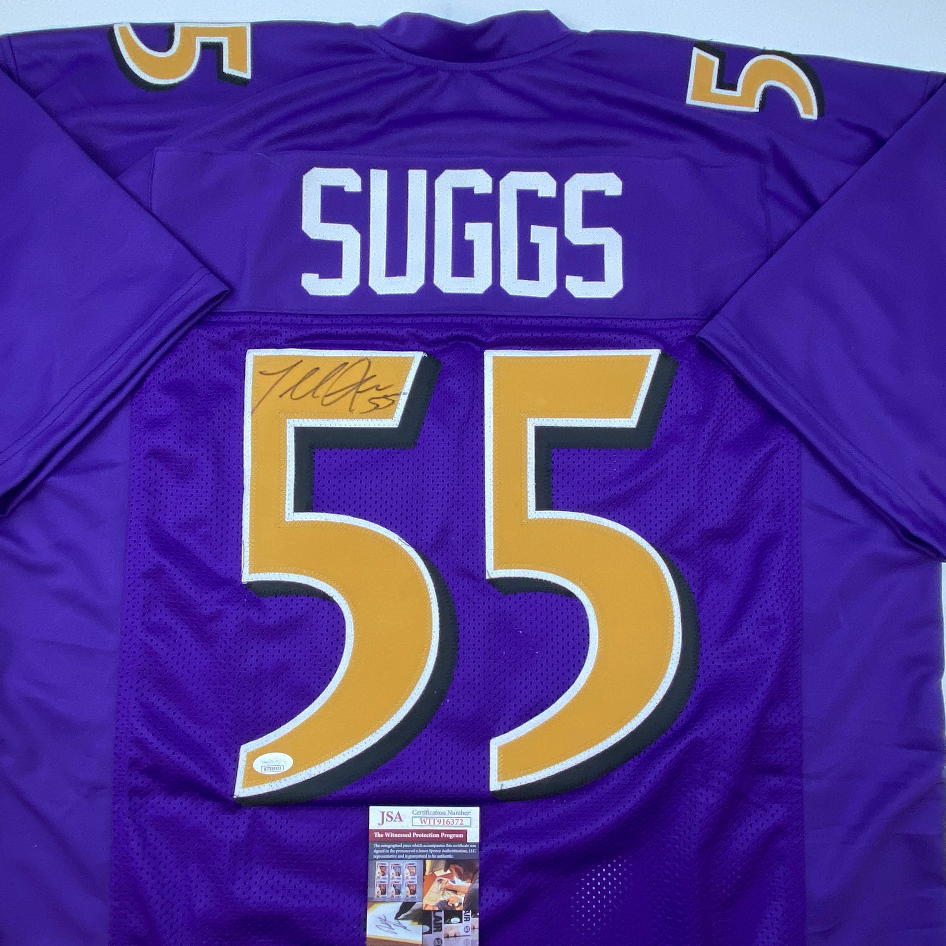 Autographed/Signed Terrell Suggs Baltimore Color Rush Football Jersey JSA COA