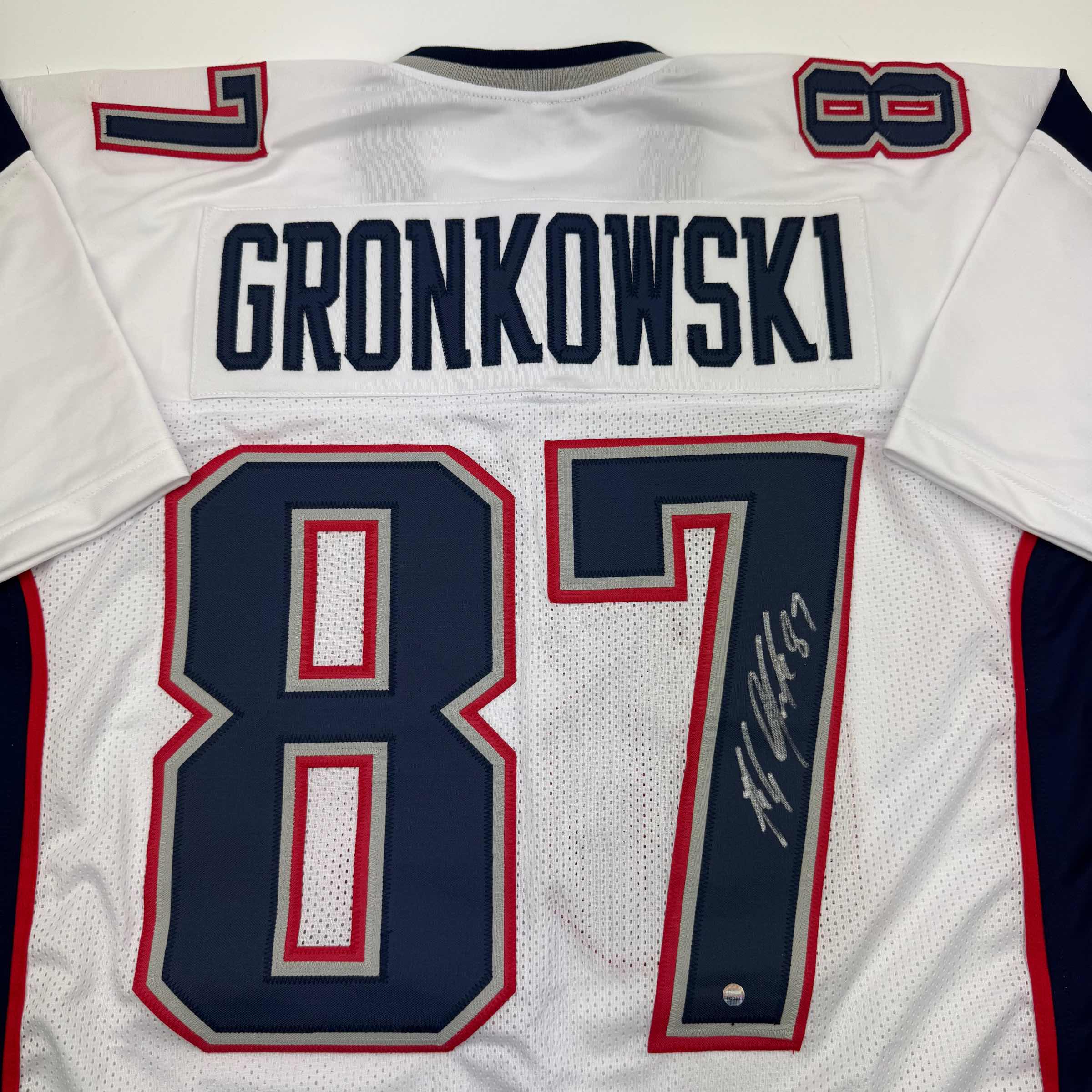 Autographed/Signed Rob Gronkowski New England White Football Jersey Steiner COA