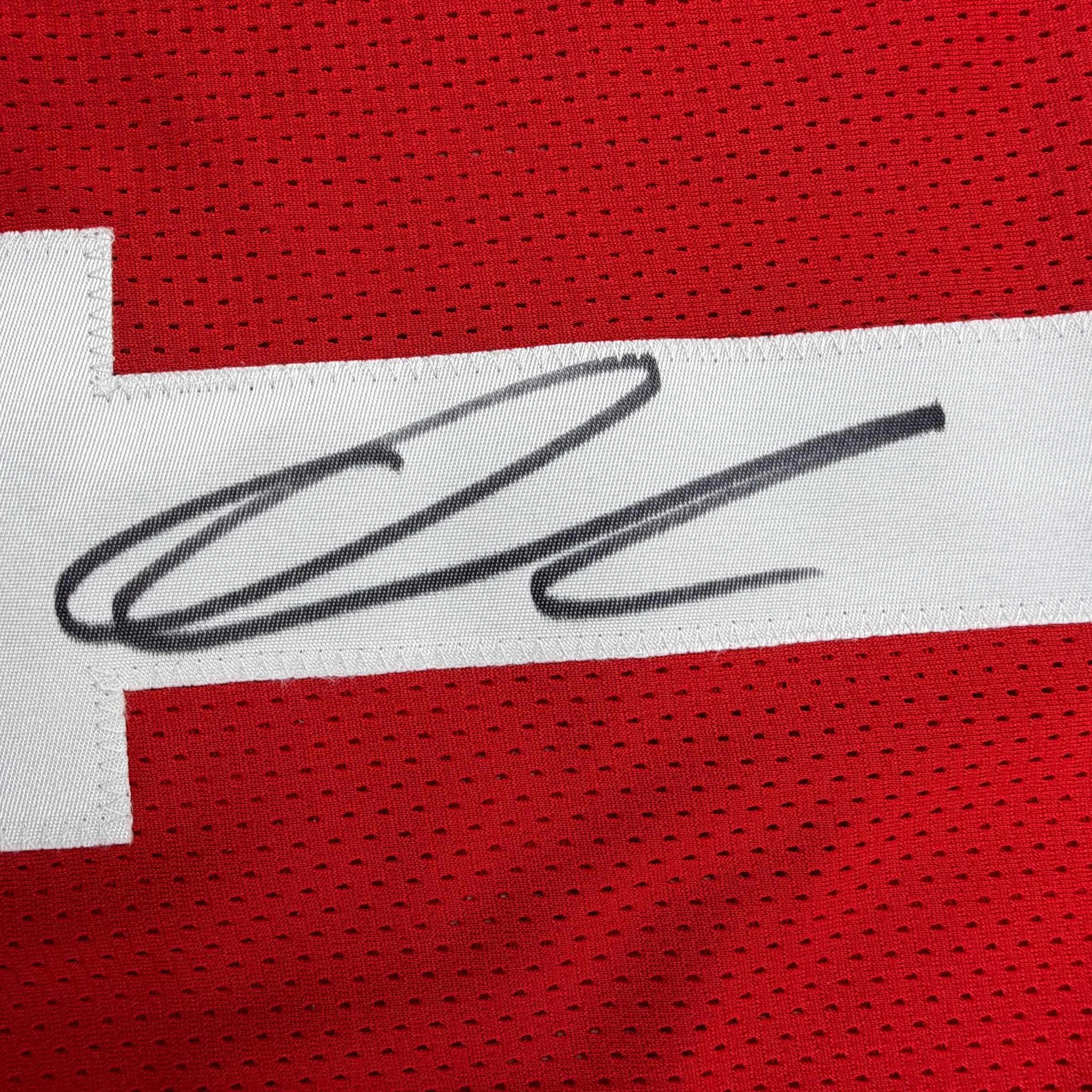 Autographed/Signed Quinshon Judkins Ohio State Red College Football Jersey Beckett BAS COA