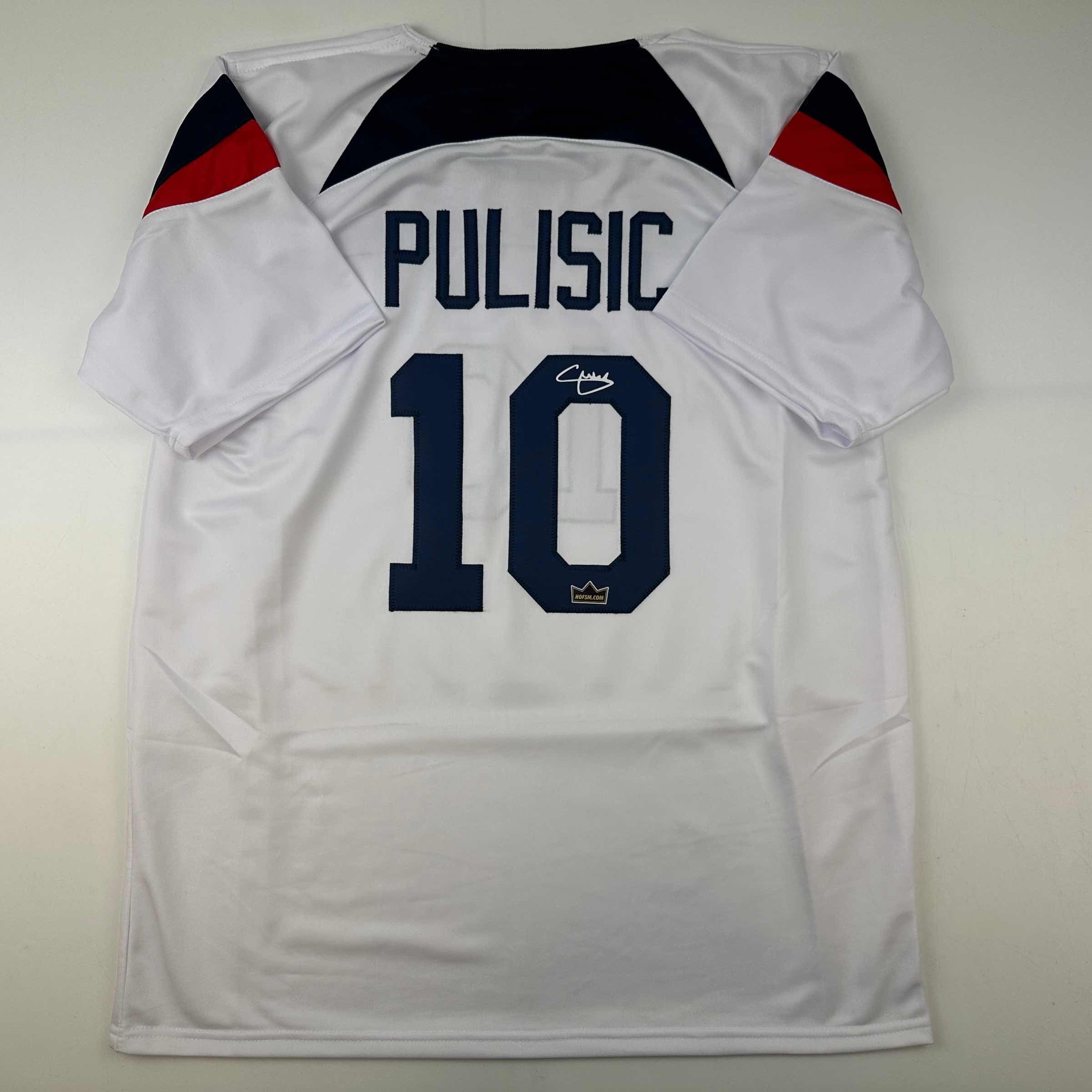 Facsimile Autographed Christian Pulisic United States USA White World Cup Reprint Laser Auto Soccer Jersey Size Men's XL