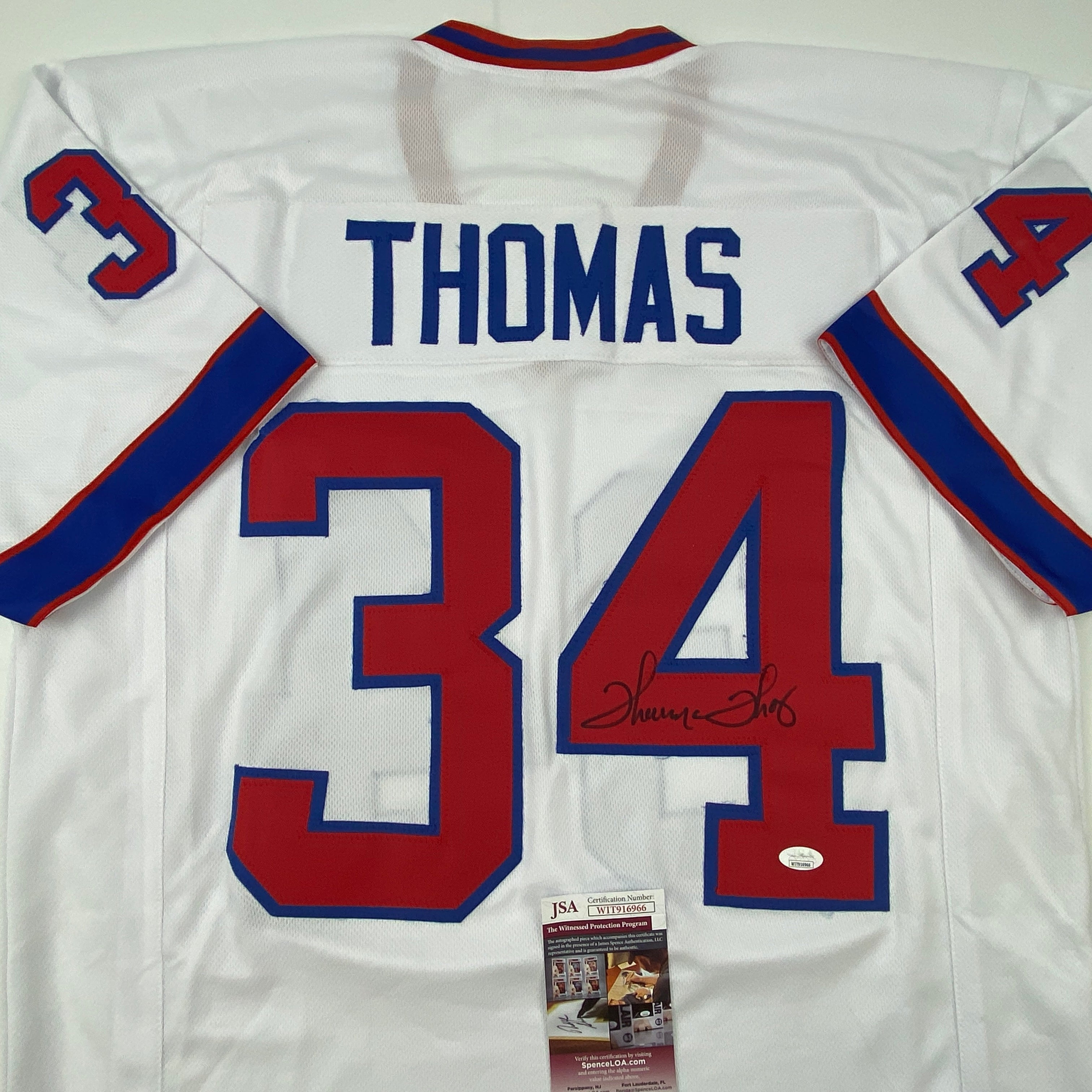 Autographed/Signed Thurman Thomas Buffalo White Alternate Football Jersey JSA COA