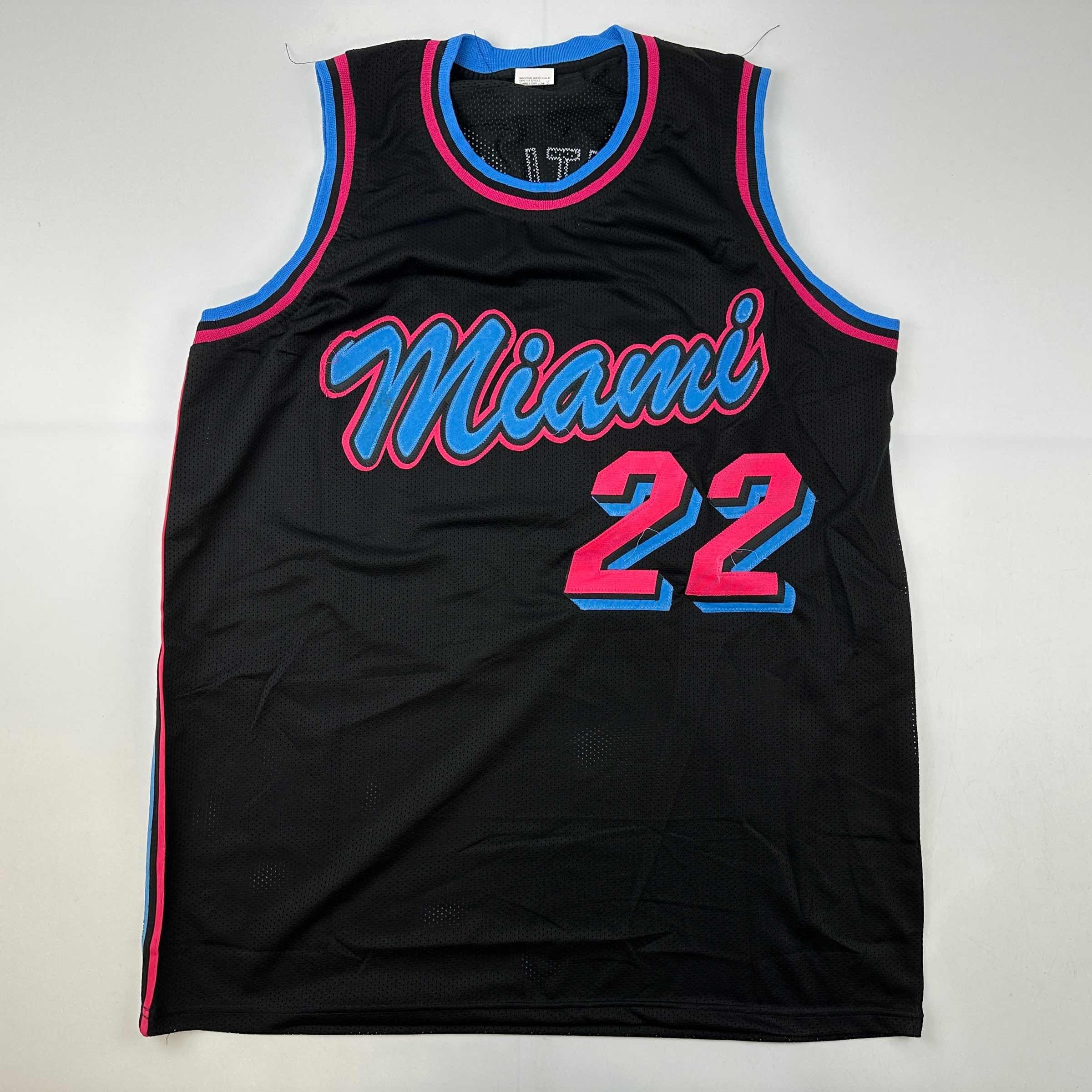 Facsimile Autographed Jimmy Butler Miami Black Vice City Reprint Laser Auto Basketball Jersey Size Men's XL
