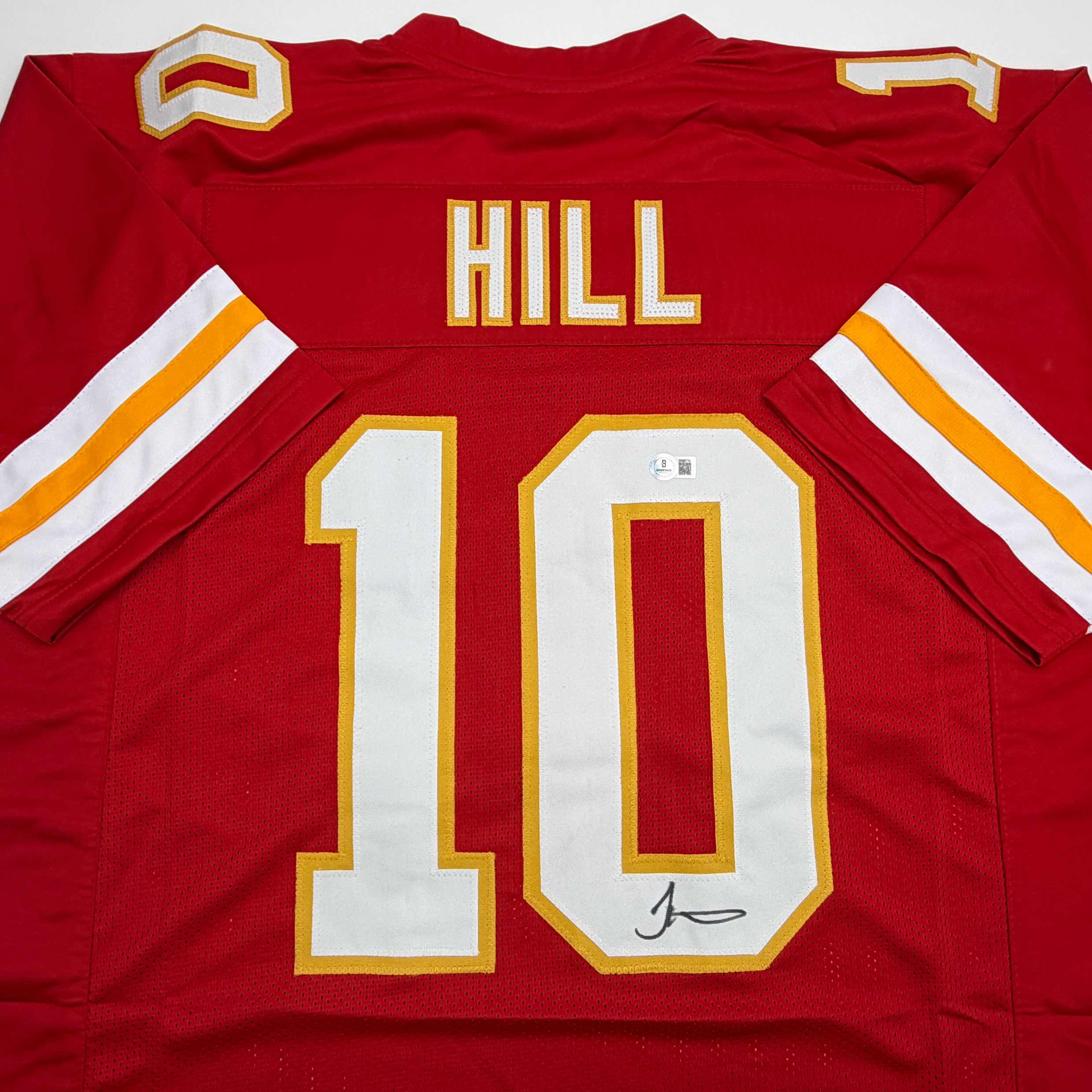 Autographed/Signed Tyreek Hill Kansas City Red Football Jersey Beckett BAS COA
