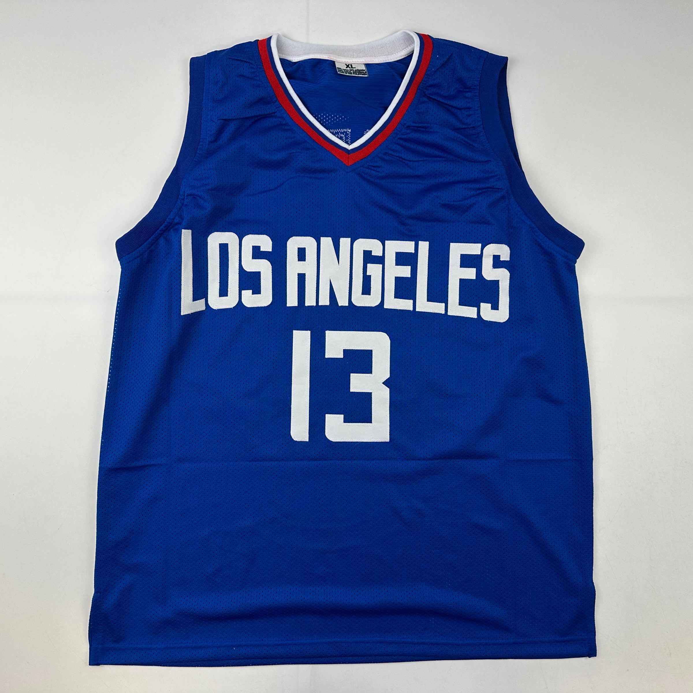 Facsimile Autographed Paul George Los Angeles LA Blue Reprint Laser Auto Basketball Jersey Size Men's XL