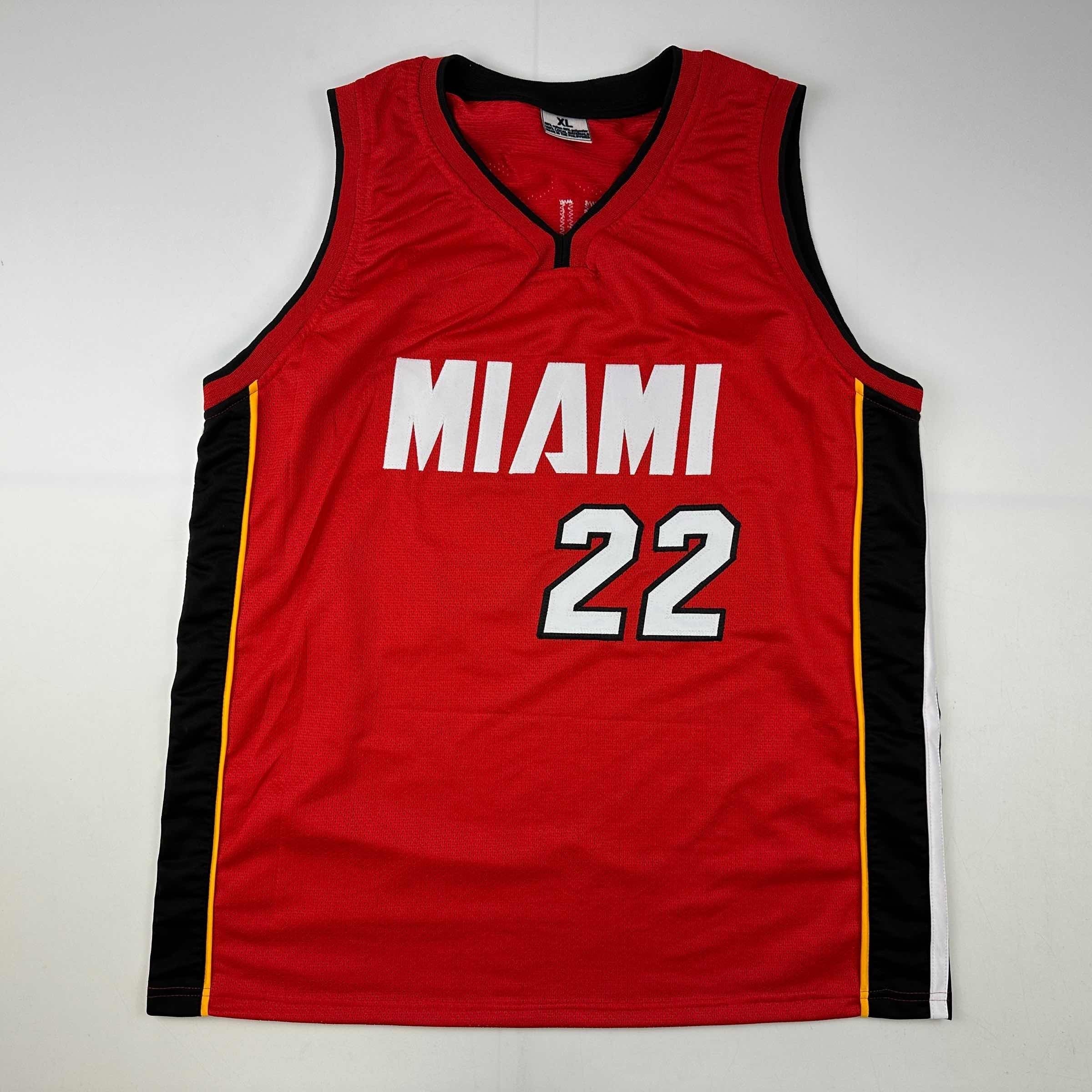 Facsimile Autographed Jimmy Butler Miami Red Reprint Laser Auto Basketball Jersey Size Men's XL