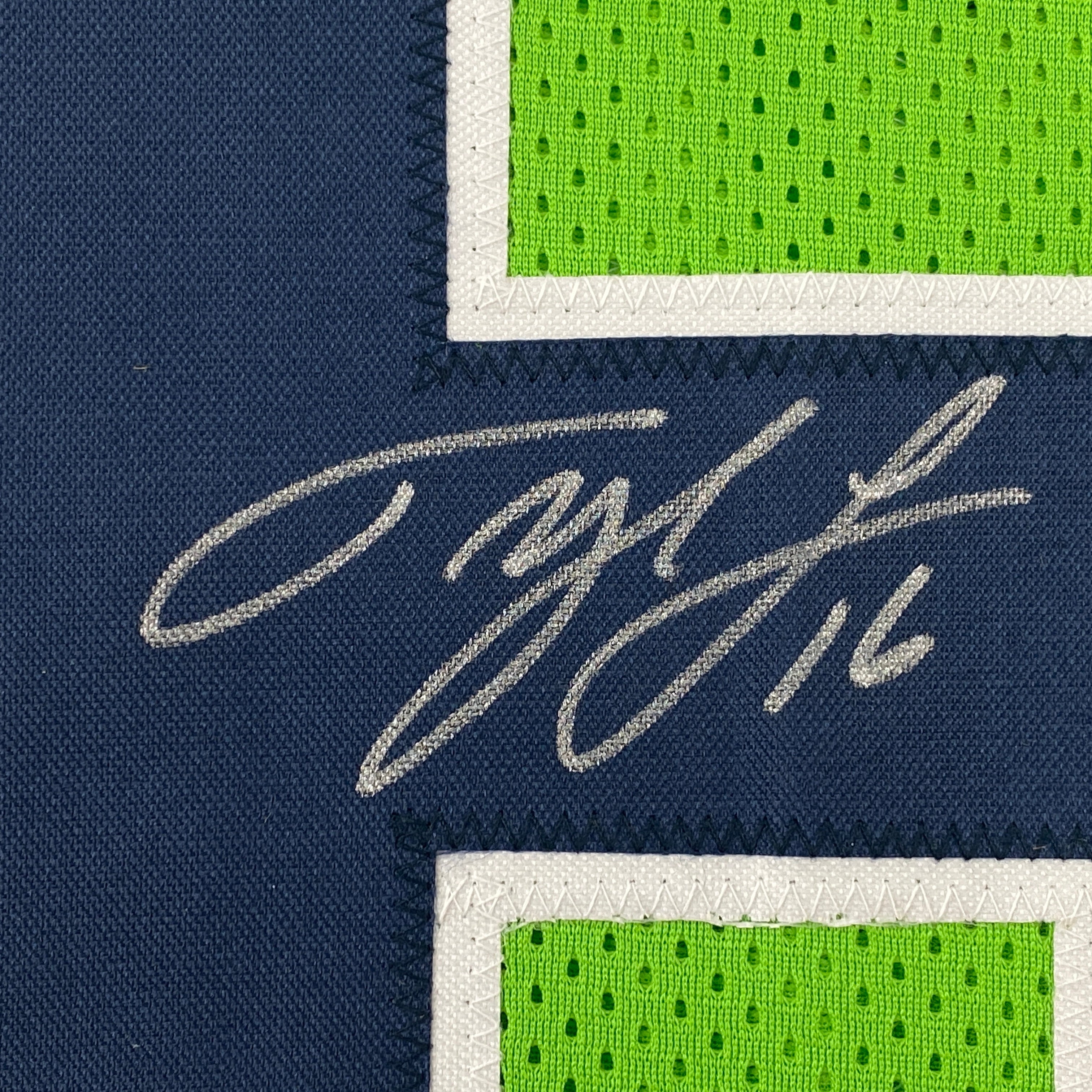 Autographed/Signed Tyler Lockett Seattle Green Color Rush Football Jersey JSA COA