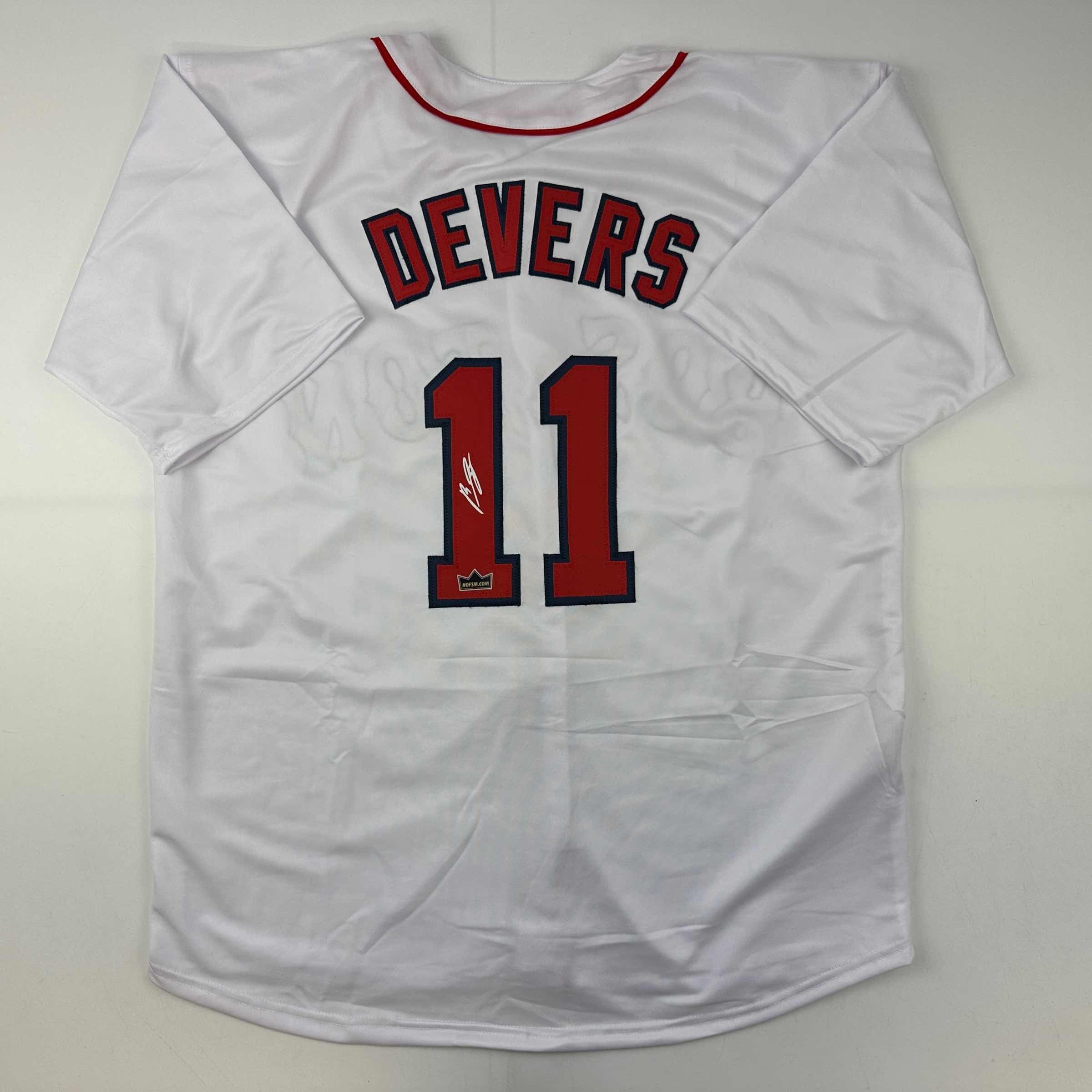 Facsimile Autographed Rafael Devers Boston White Reprint Laser Auto Baseball Jersey Size Men's XL