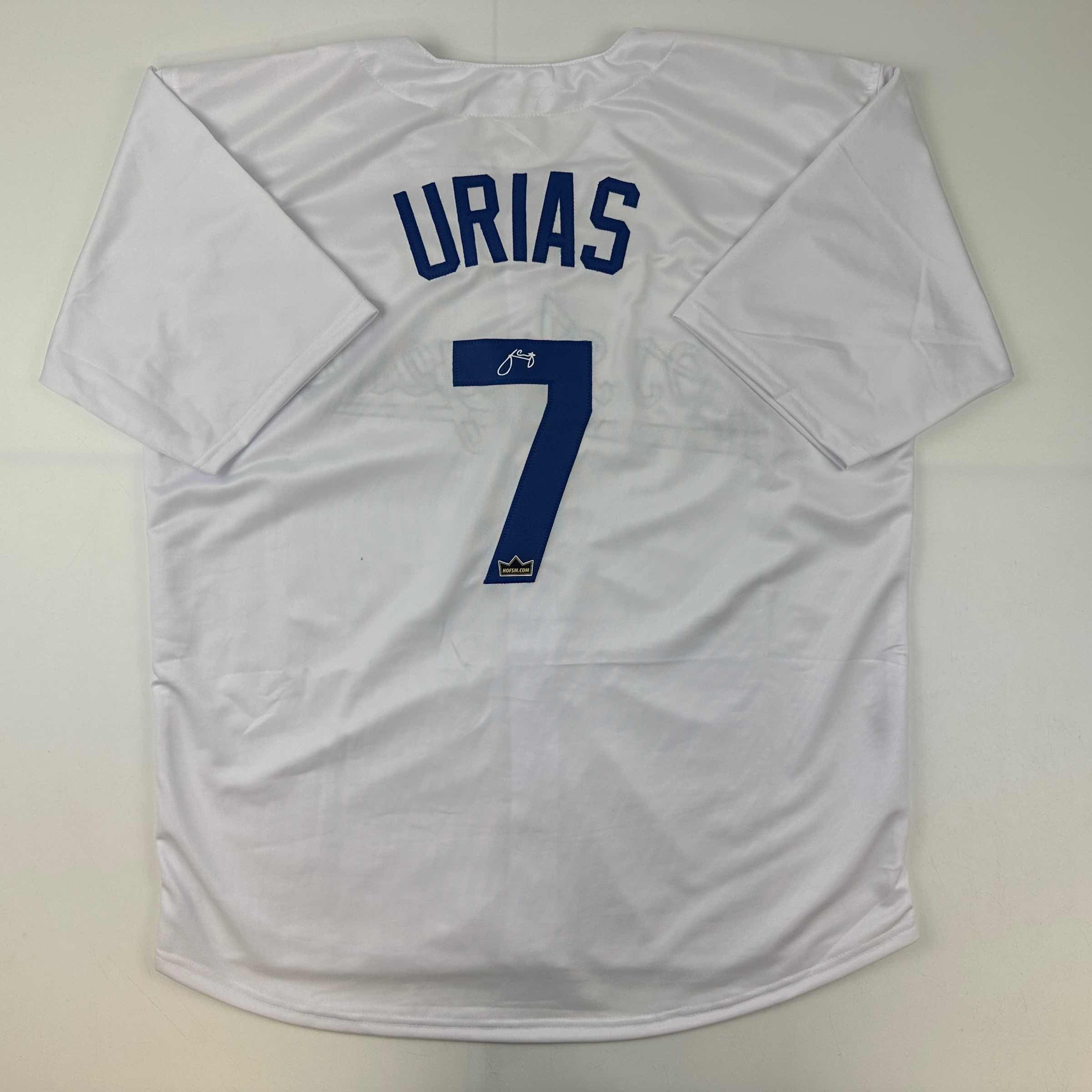 Facsimile Autographed Julio Urias Los Angeles LA White Reprint Laser Auto Baseball Jersey Size Men's XL