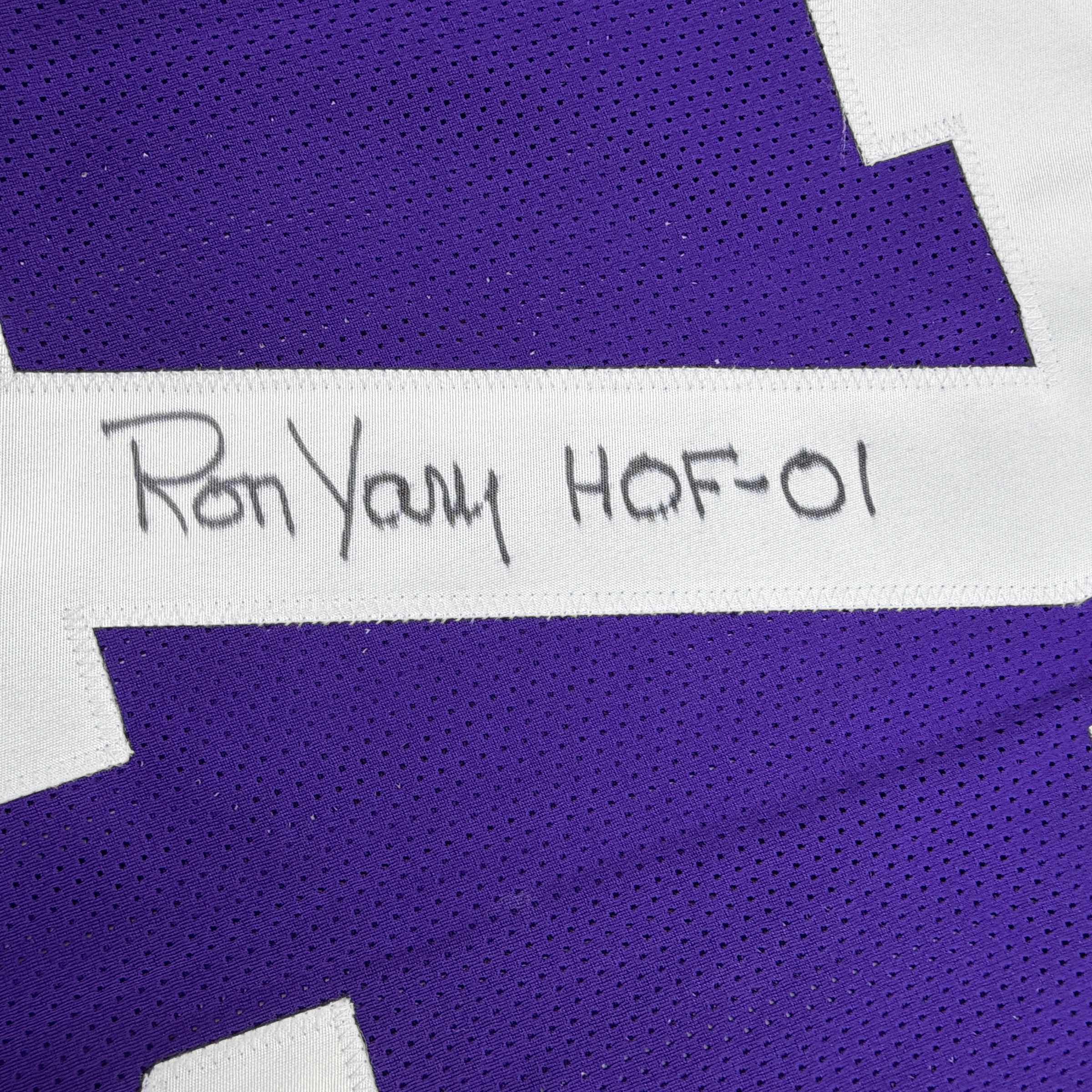Autographed/Signed Ron Yary HOF 01 Minnesota Purple Football Jersey JSA COA