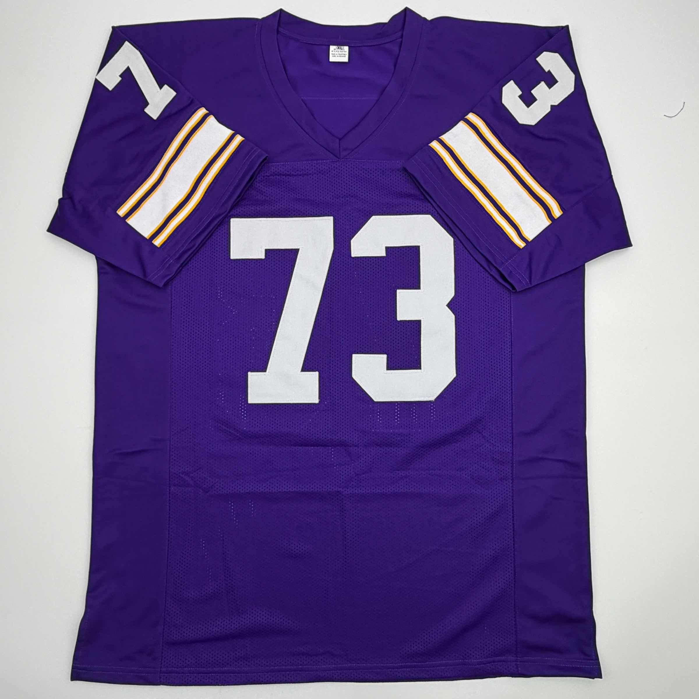 Autographed/Signed Ron Yary HOF 01 Minnesota Purple Football Jersey JSA COA