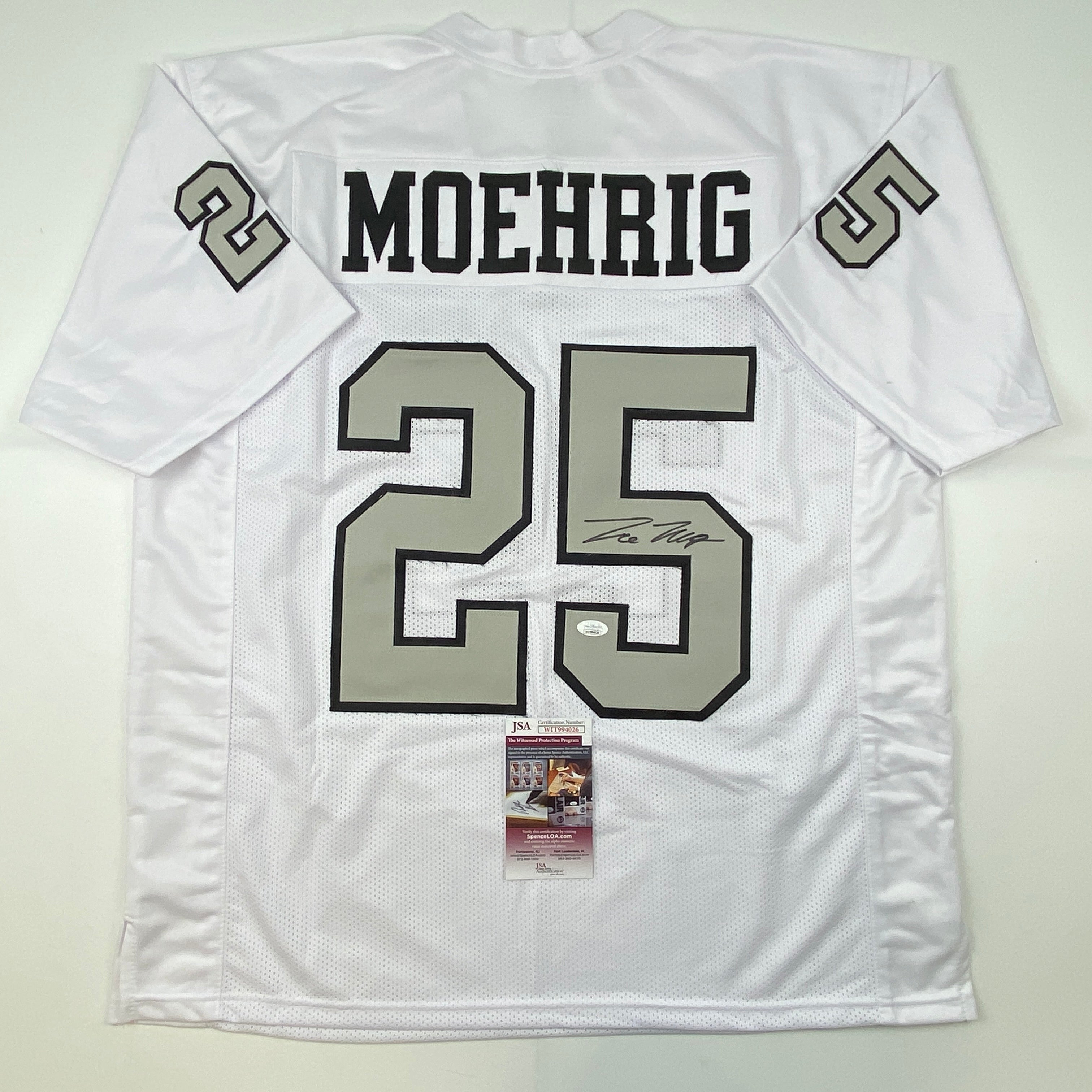 Autographed/Signed Trevon Moehrig Las Vegas Oakland White Color Rush Football Jersey JSA COA