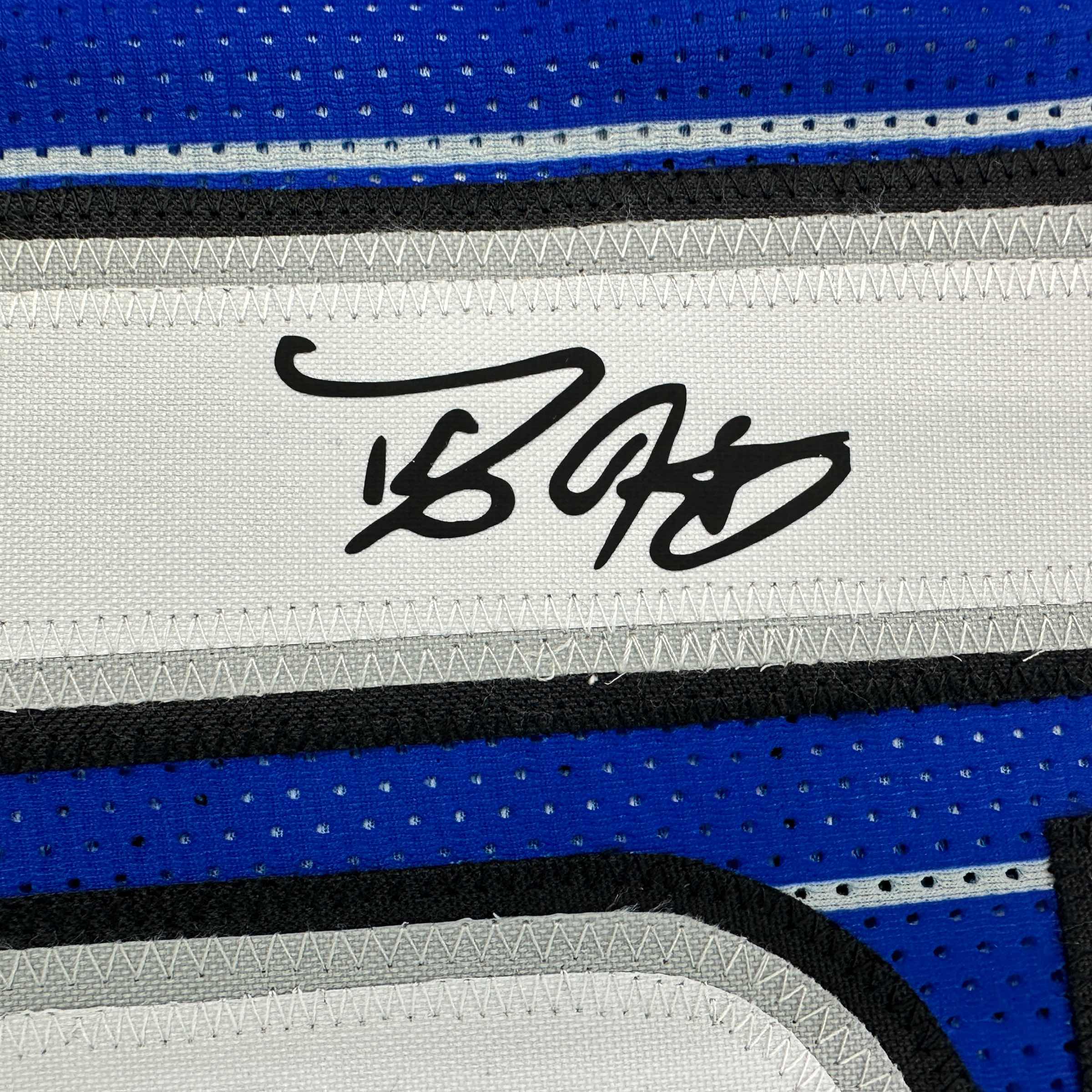 Facsimile Autographed Dwight Howard Orlando Blue Pinstripe Reprint Laser Auto Basketball Jersey Size Men's XL