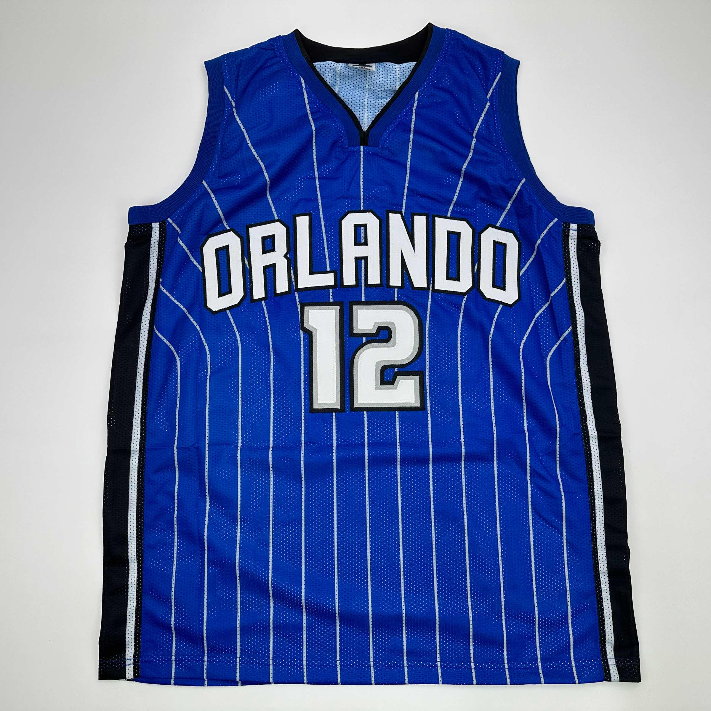 Facsimile Autographed Dwight Howard Orlando Blue Pinstripe Reprint Laser Auto Basketball Jersey Size Men's XL