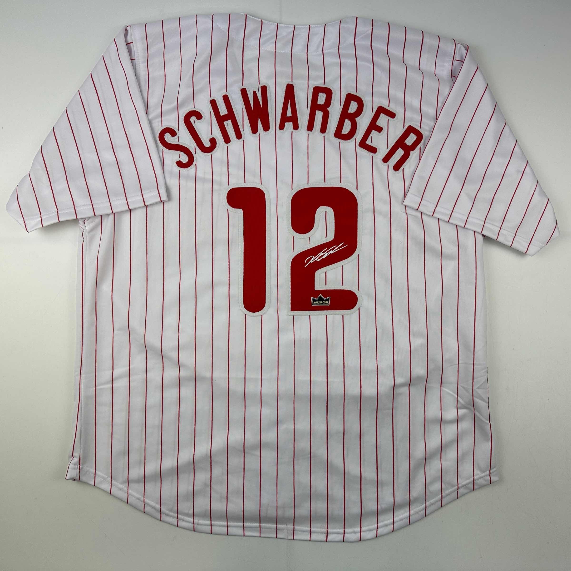 Facsimile Autographed Kyle Schwarber Philadelphia Pinstripe Reprint Laser Auto Baseball Jersey Size Men's XL