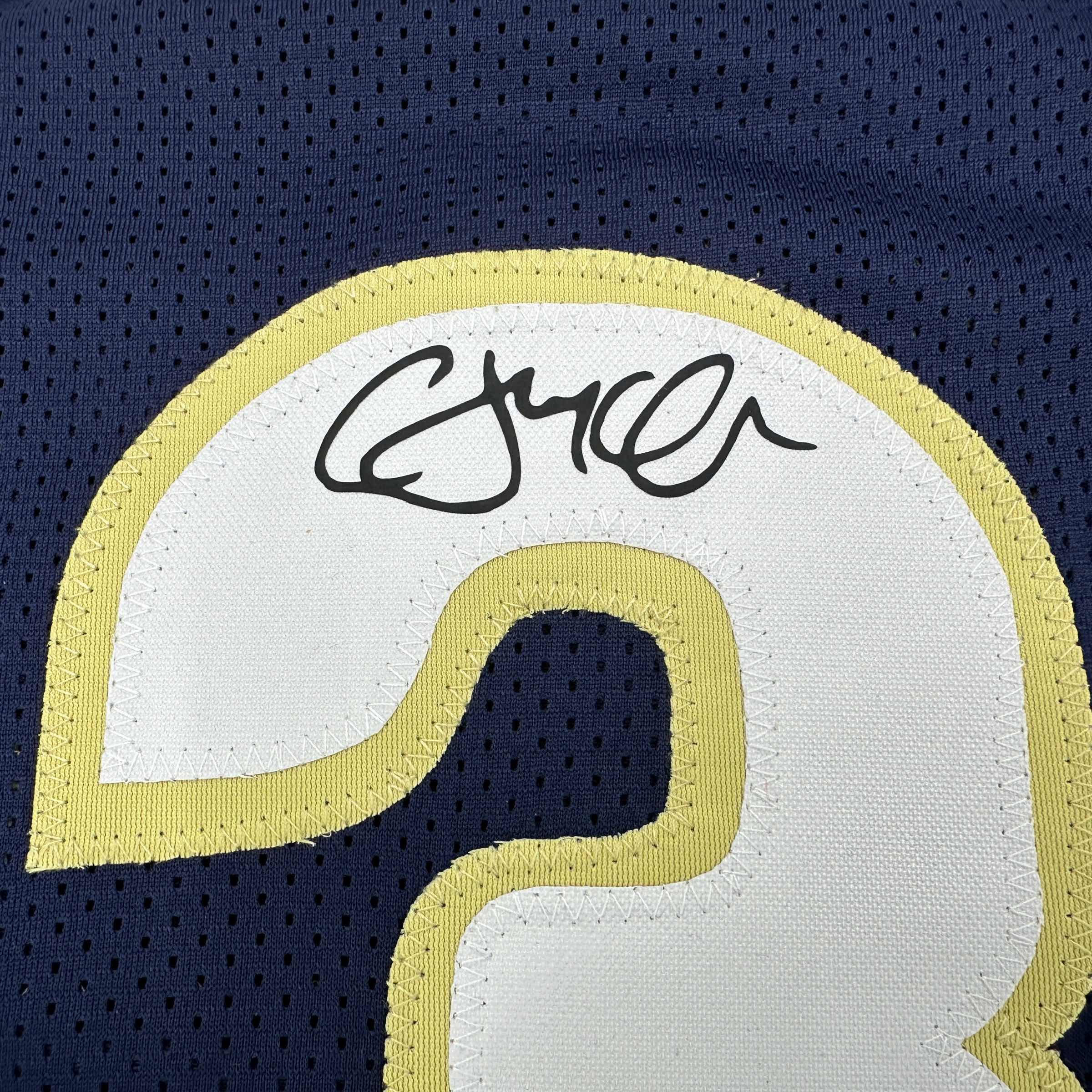 Framed Facsimile Autographed C.J. CJ McCollum 35x39 New Orleans Blue Reprint Laser Auto Basketball Jersey