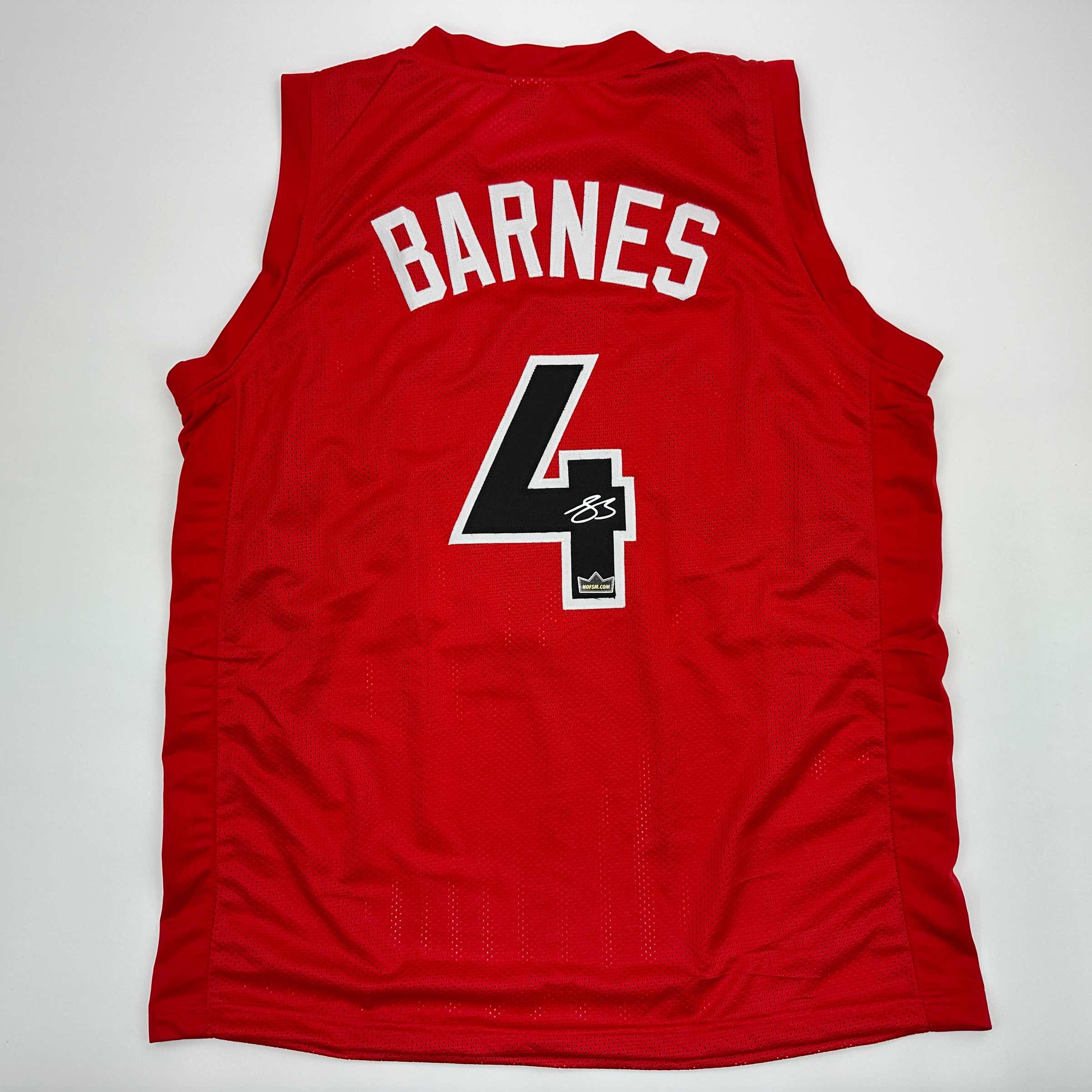 Facsimile Autographed Scottie Barnes Toronto Red Reprint Laser Auto Basketball Jersey Size Men's XL