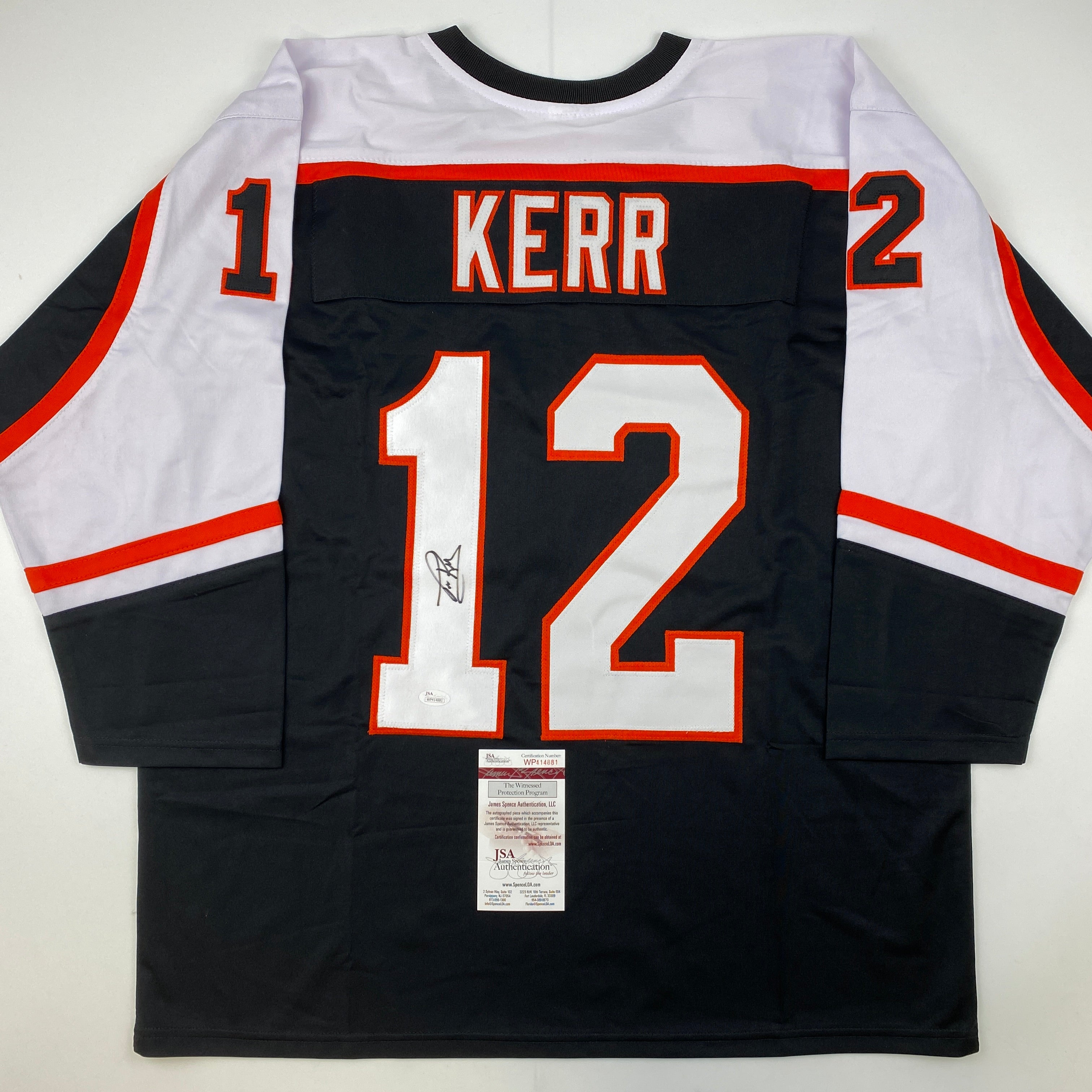 Autographed/Signed Tim Kerr Philadelphia Black Hockey Jersey JSA COA