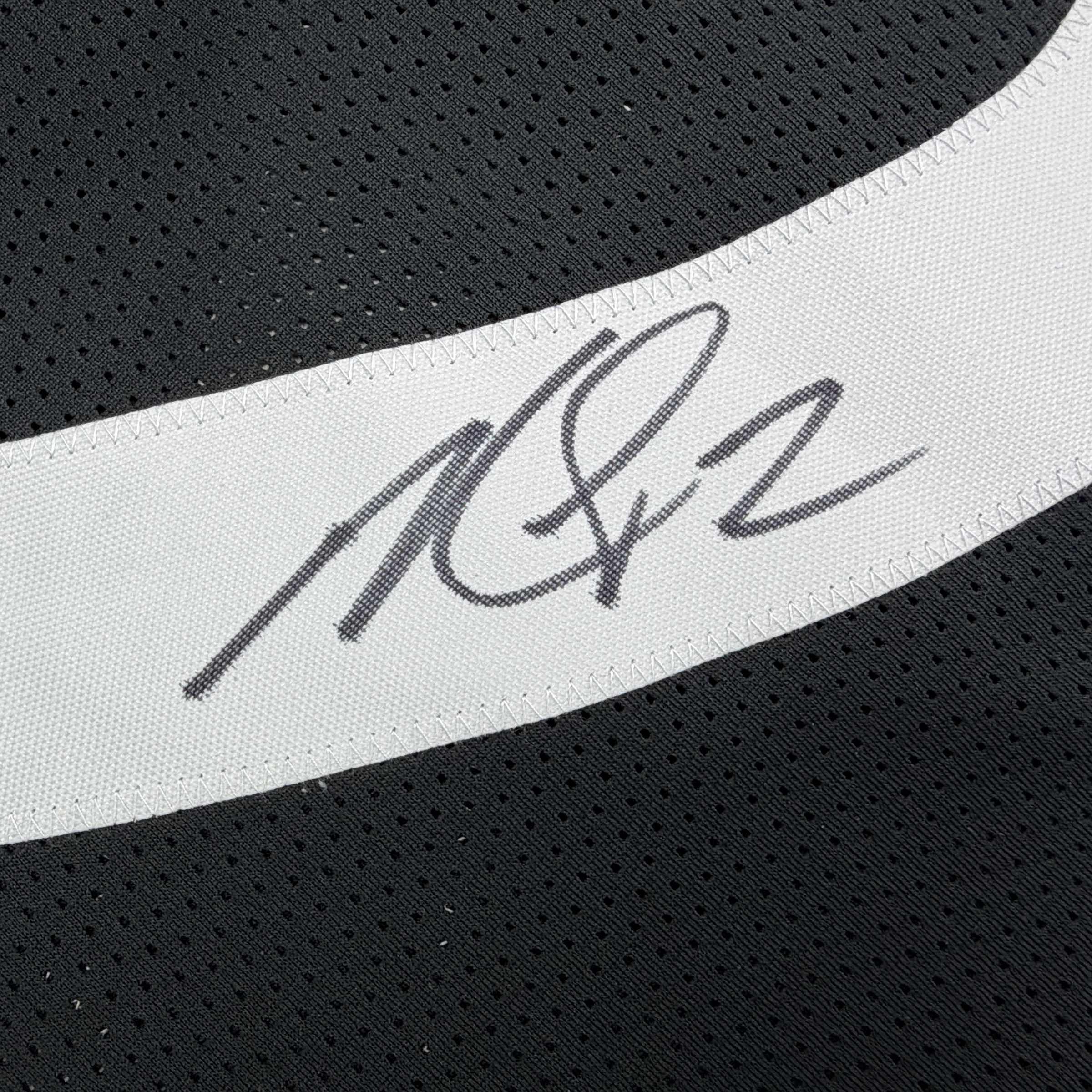 Autographed/Signed Michael Mike Vick Pittsburgh Black Football Jersey Beckett BAS COA