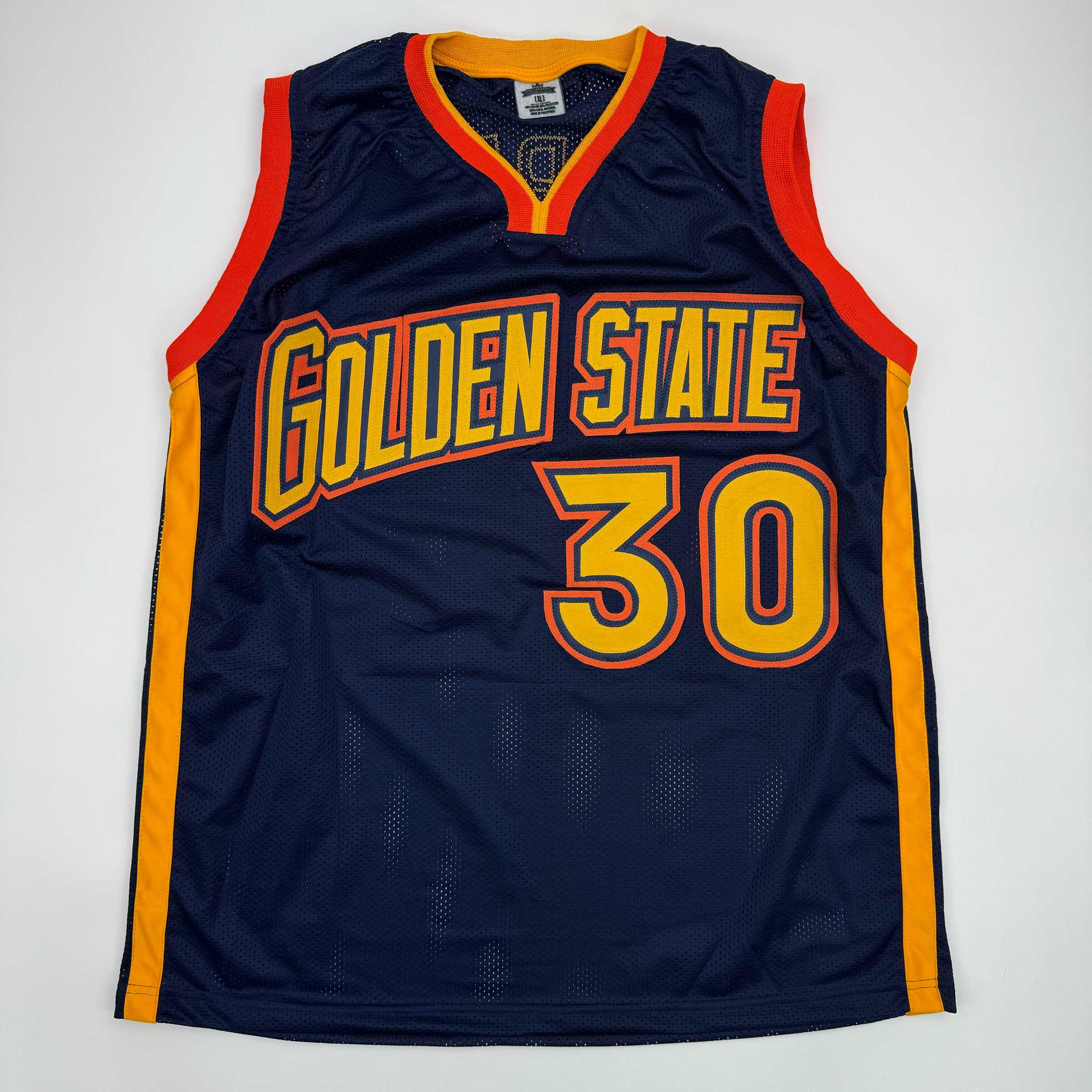 Autographed/Signed Stephen Steph Curry Golden State Navy Blue Throwback Basketball Jersey JSA COA