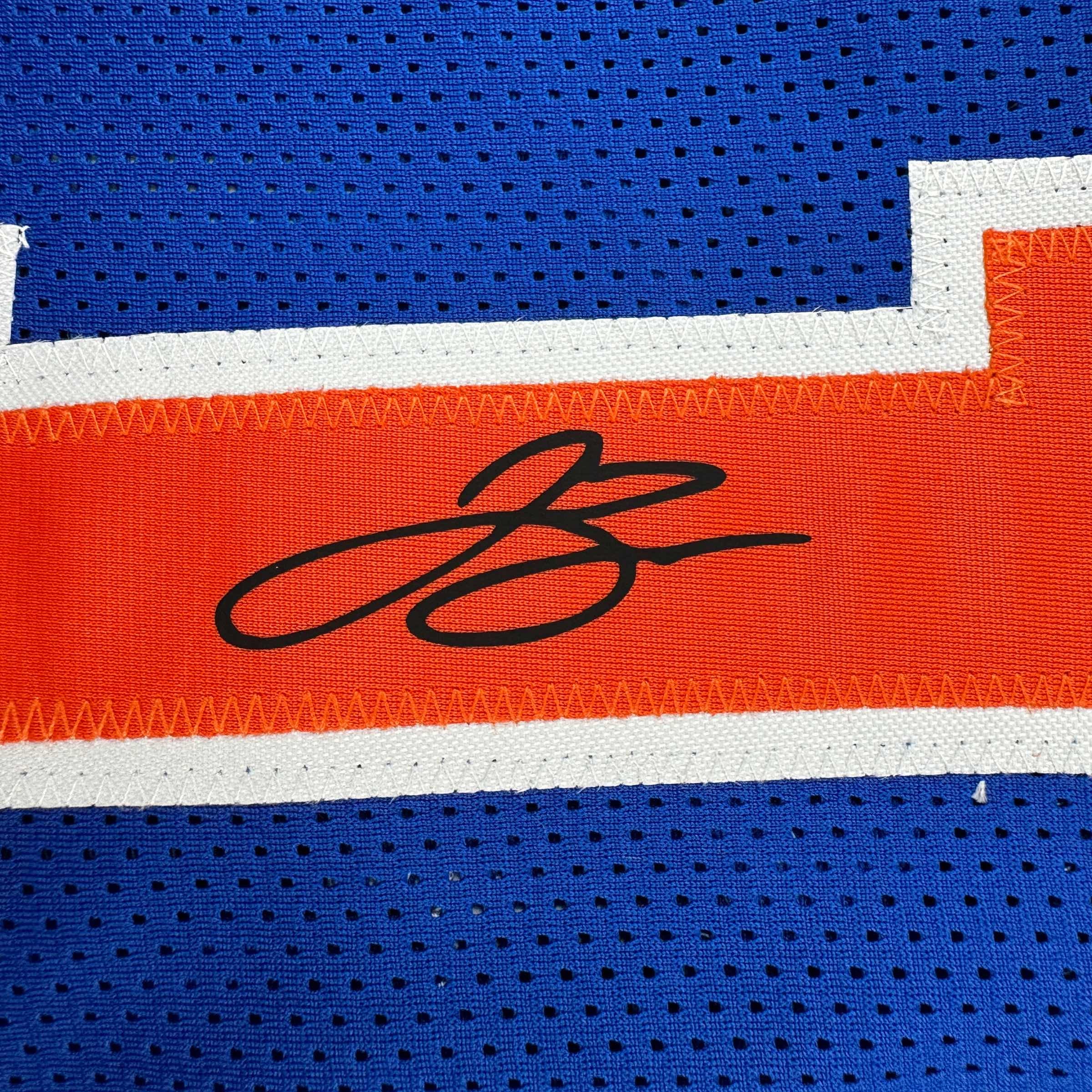 Facsimile Autographed Jalen Brunson New York Blue Reprint Laser Auto Basketball Jersey Size Men's XL
