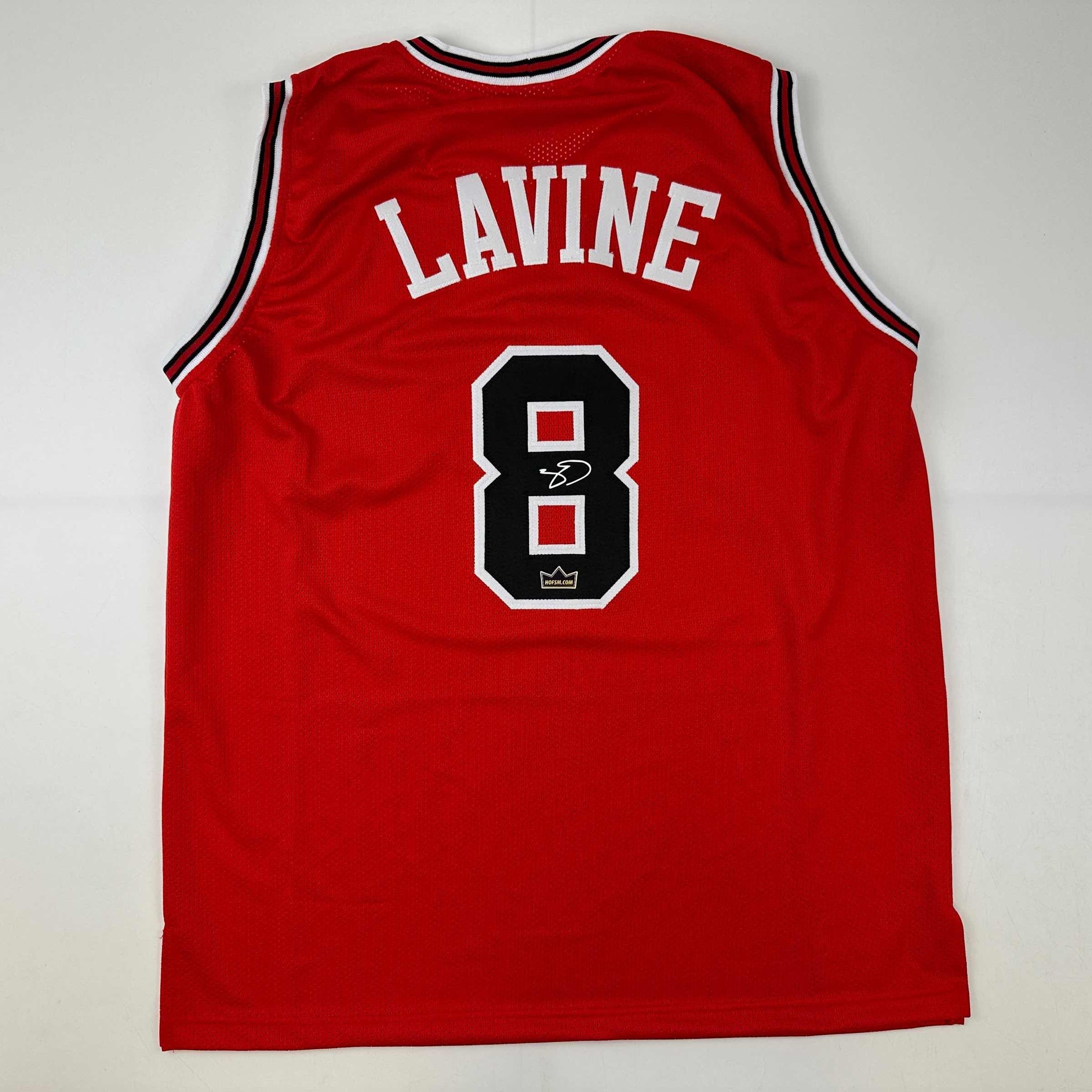 Facsimile Autographed Zach LaVine Chicago Red Reprint Laser Auto Basketball Jersey Size Men's XL