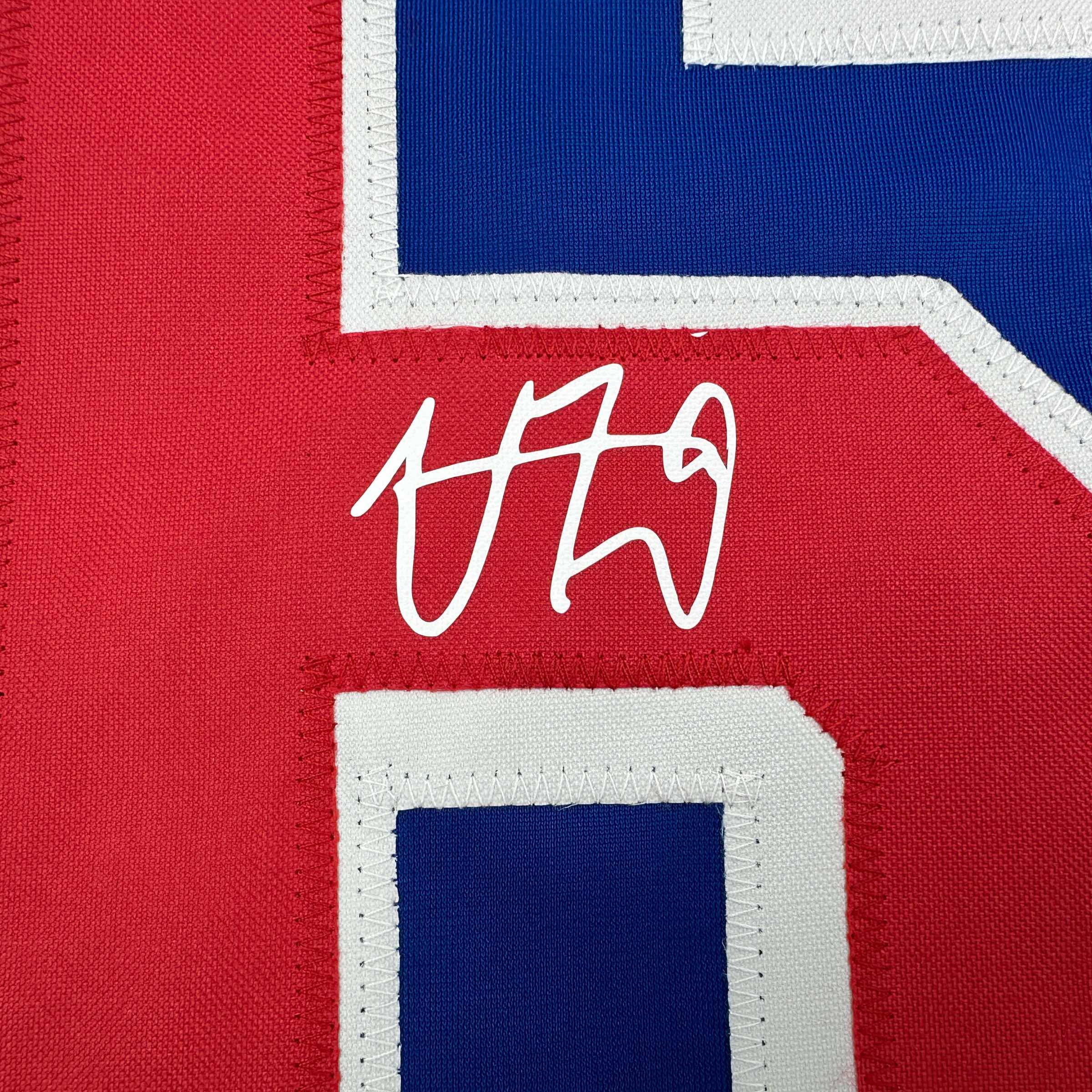 Framed Facsimile Autographed Vincent Trocheck 35x39 New York Blue Reprint Laser Auto Hockey Jersey