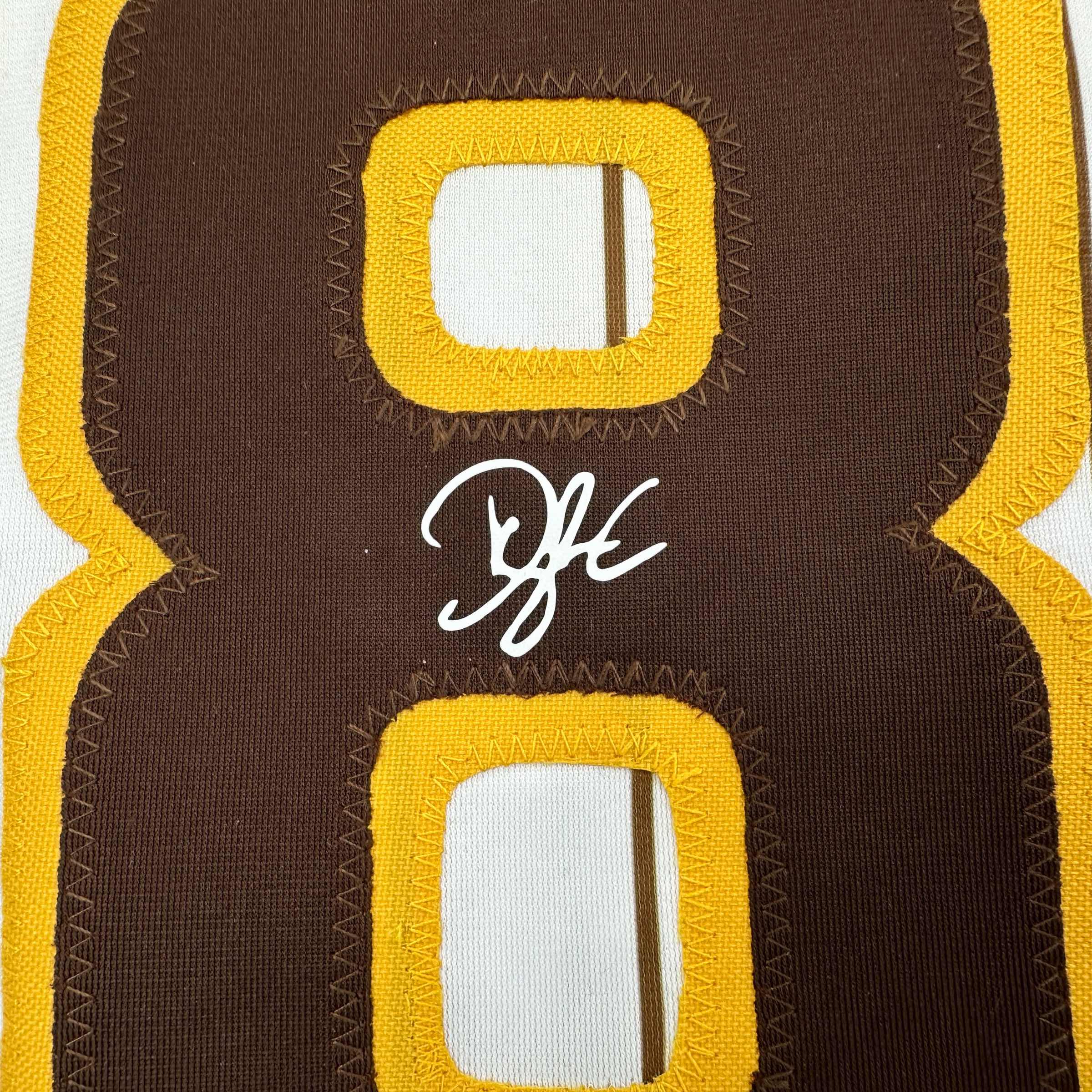 Framed Facsimile Autographed Dylan Cease 35x39 San Diego Pinstripe Reprint Laser Auto Baseball Jersey
