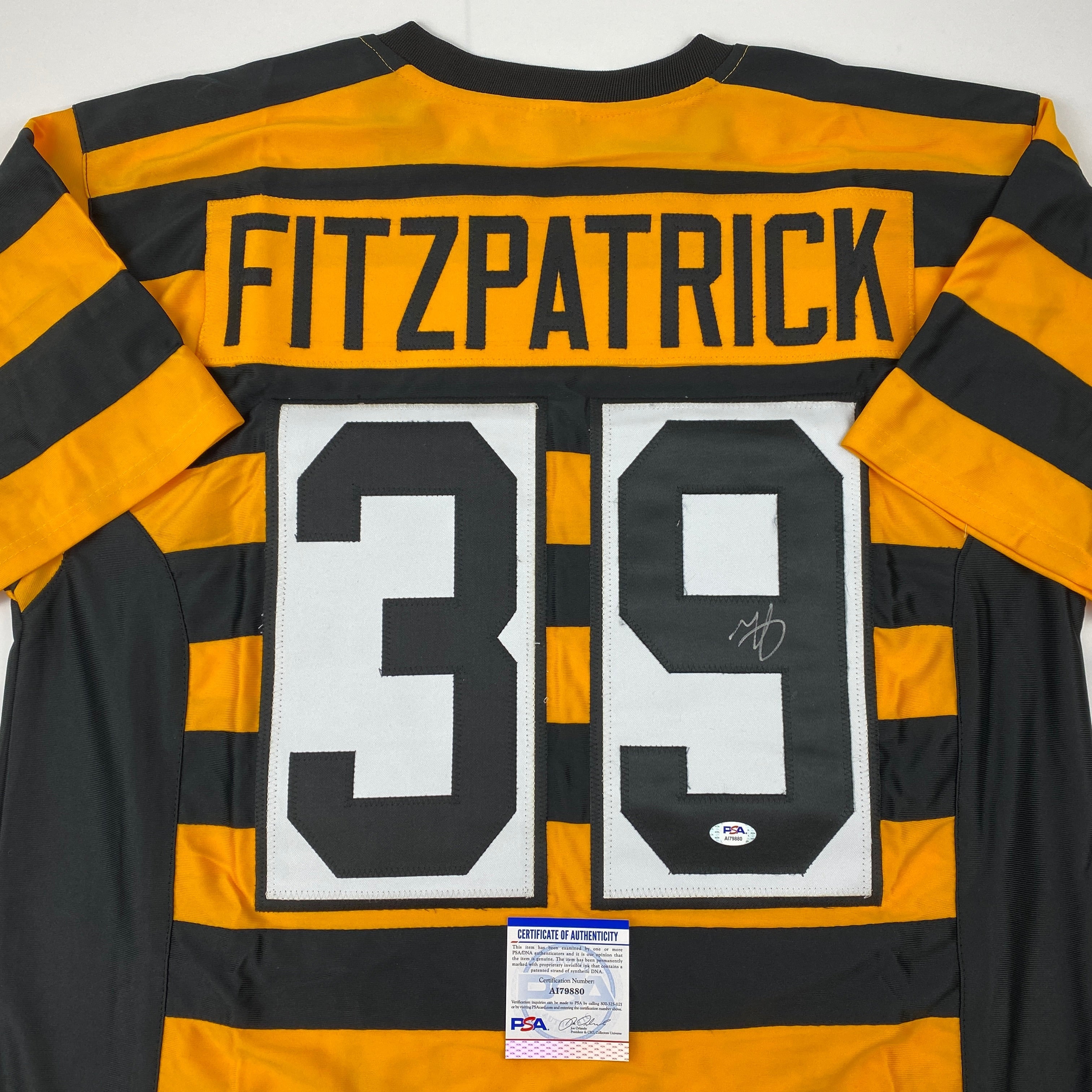 Autographed/Signed Minkah Fitzpatrick Pittsburgh Bumble Bee Football Jersey PSA/DNA COA
