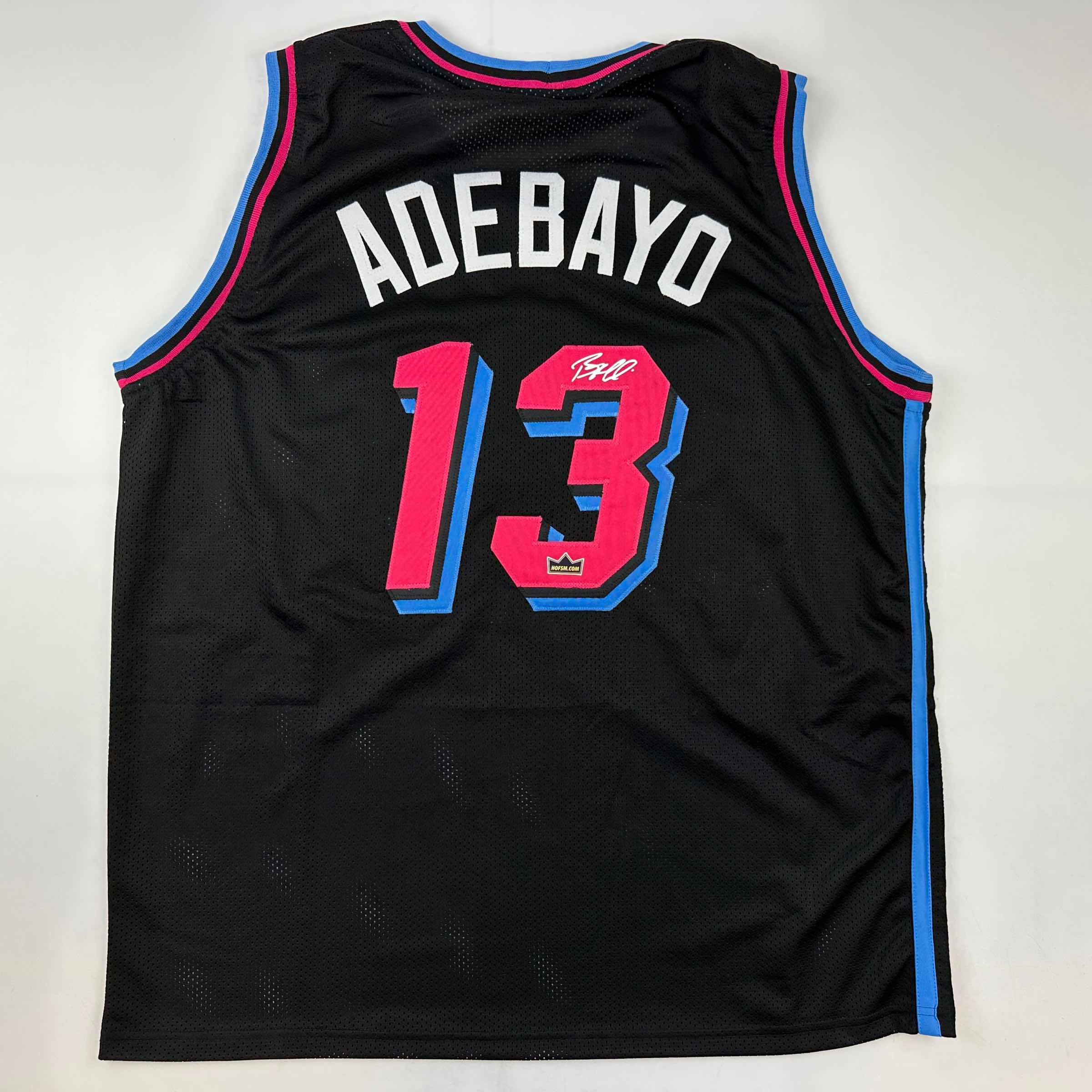 Facsimile Autographed Bam Adebayo Miami Black Vice City Reprint Laser Auto Basketball Jersey Size Men's XL
