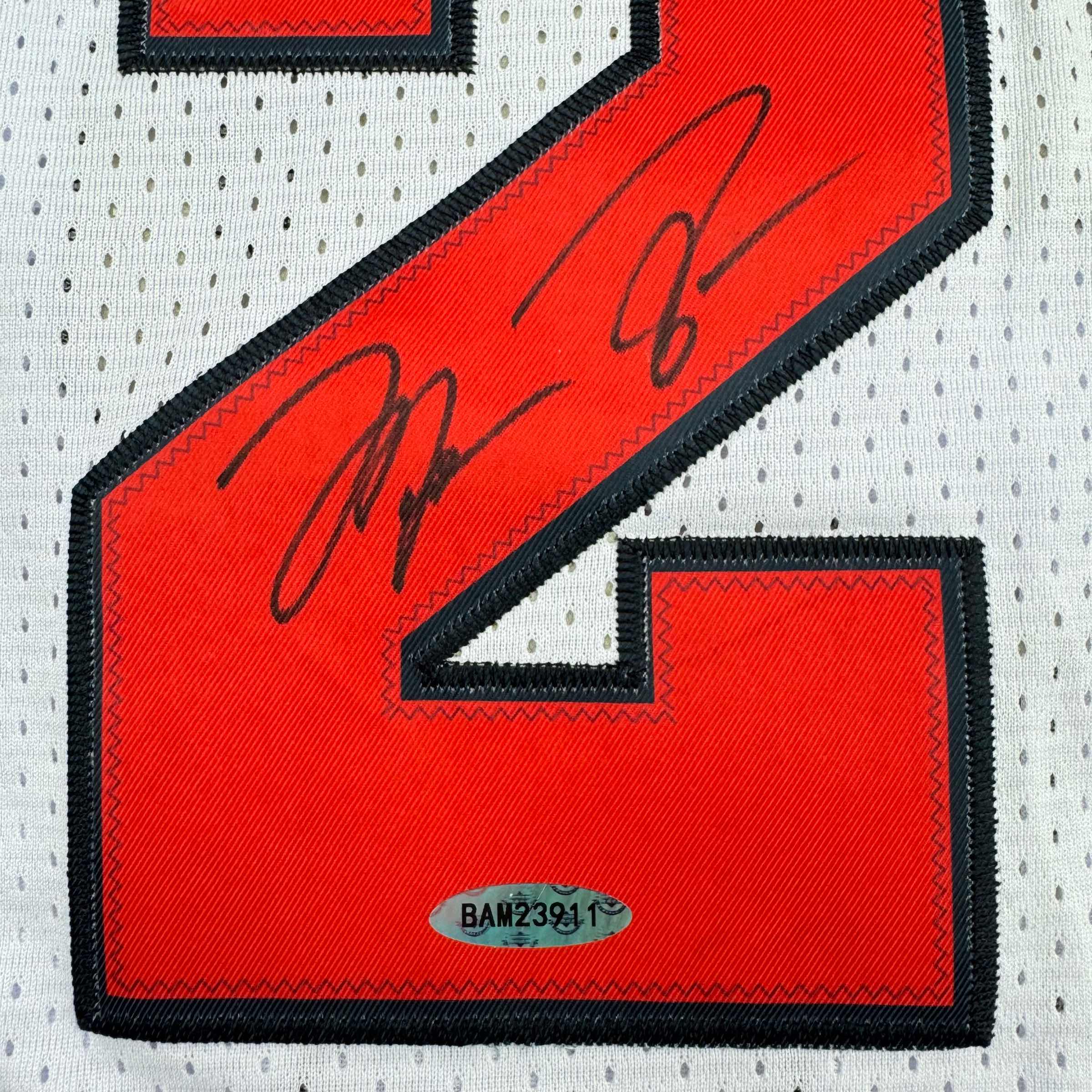 Autographed/Signed Michael Jordan Chicago White Basketball Jersey Upper Deck UDA COA