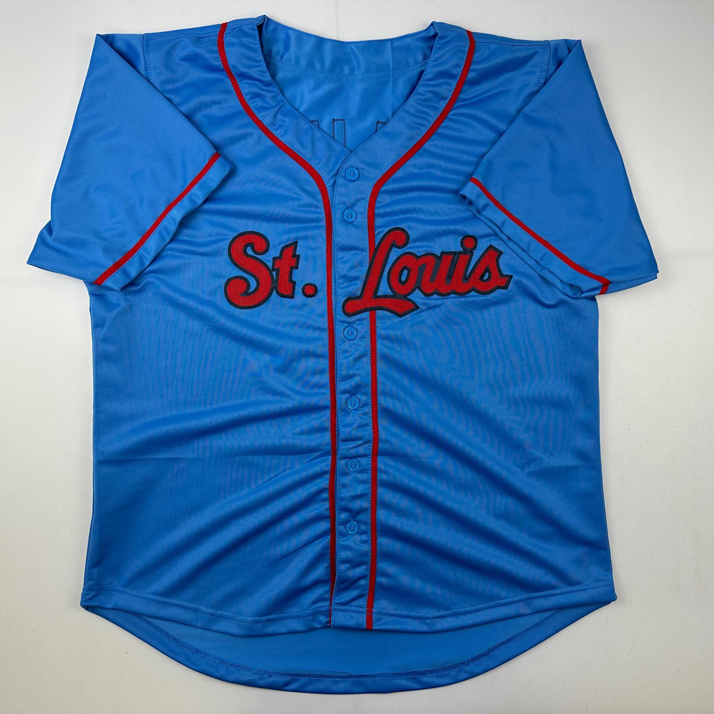Facsimile Autographed Yadier Molina St. Louis Blue Reprint Laser Auto Baseball Jersey Size Men's XL
