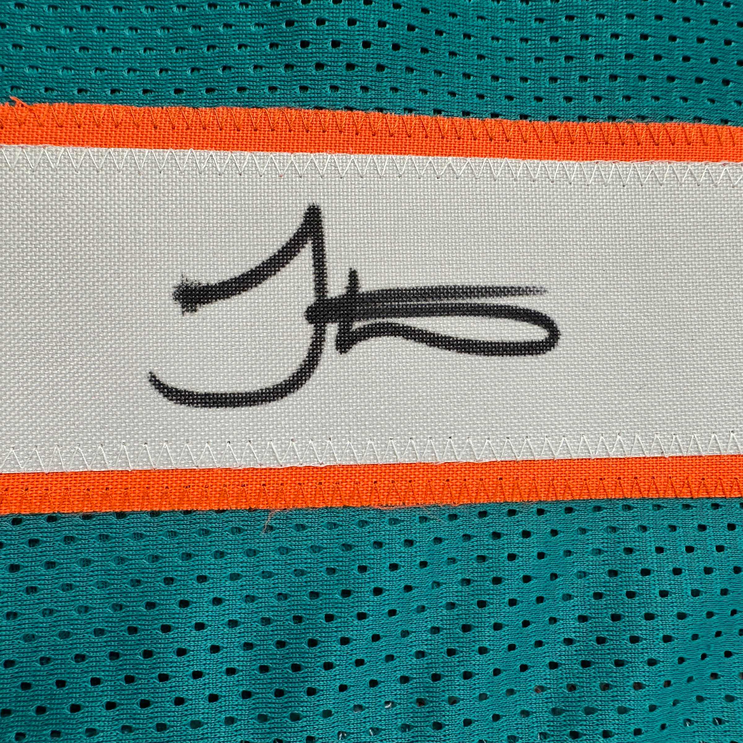 Autographed/Signed Tyreek Hill Miami Split Teal/White Football Jersey Beckett BAS COA