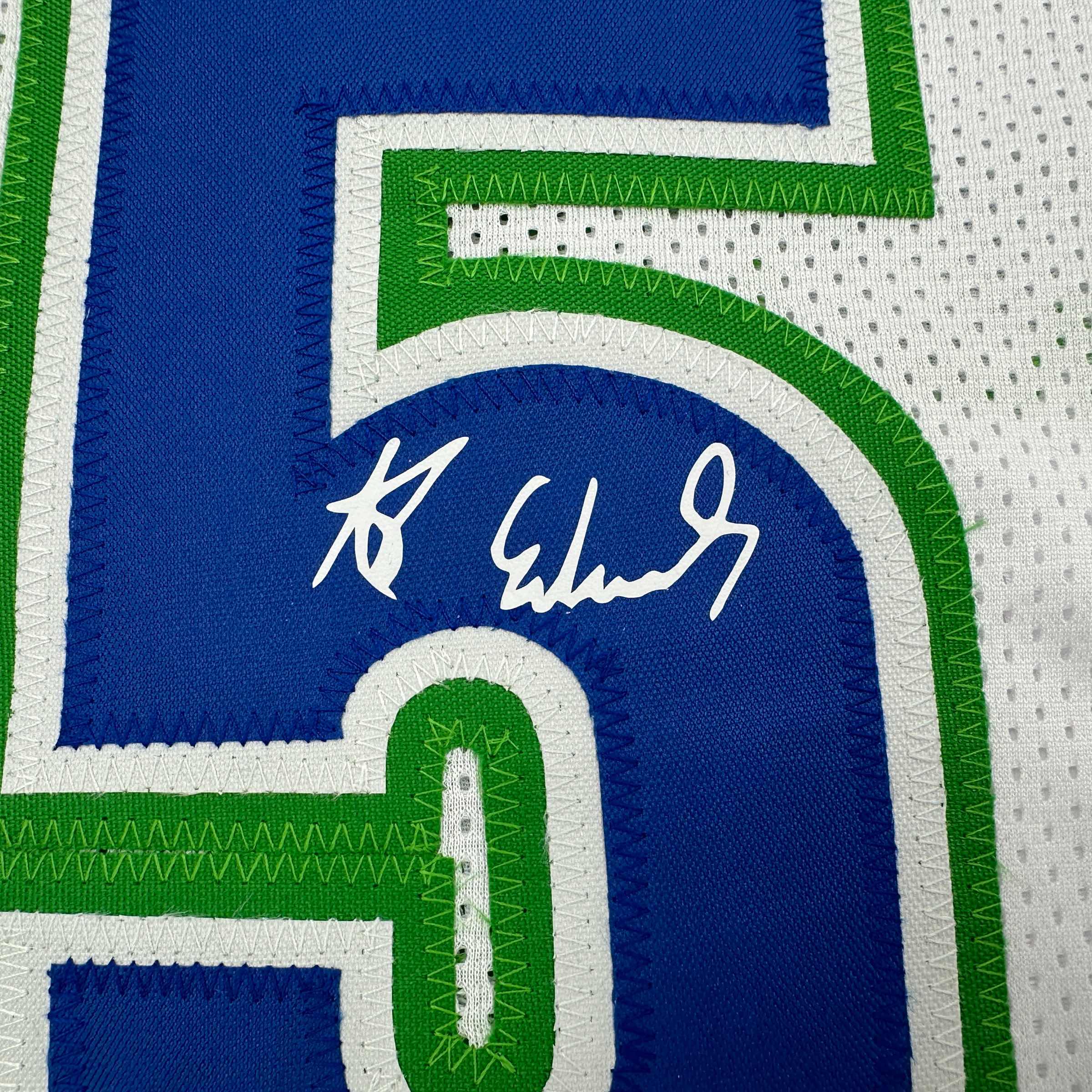 Facsimile Autographed Anthony Edwards Minnesota White Retro Reprint Laser Auto Basketball Jersey Size Men's XL