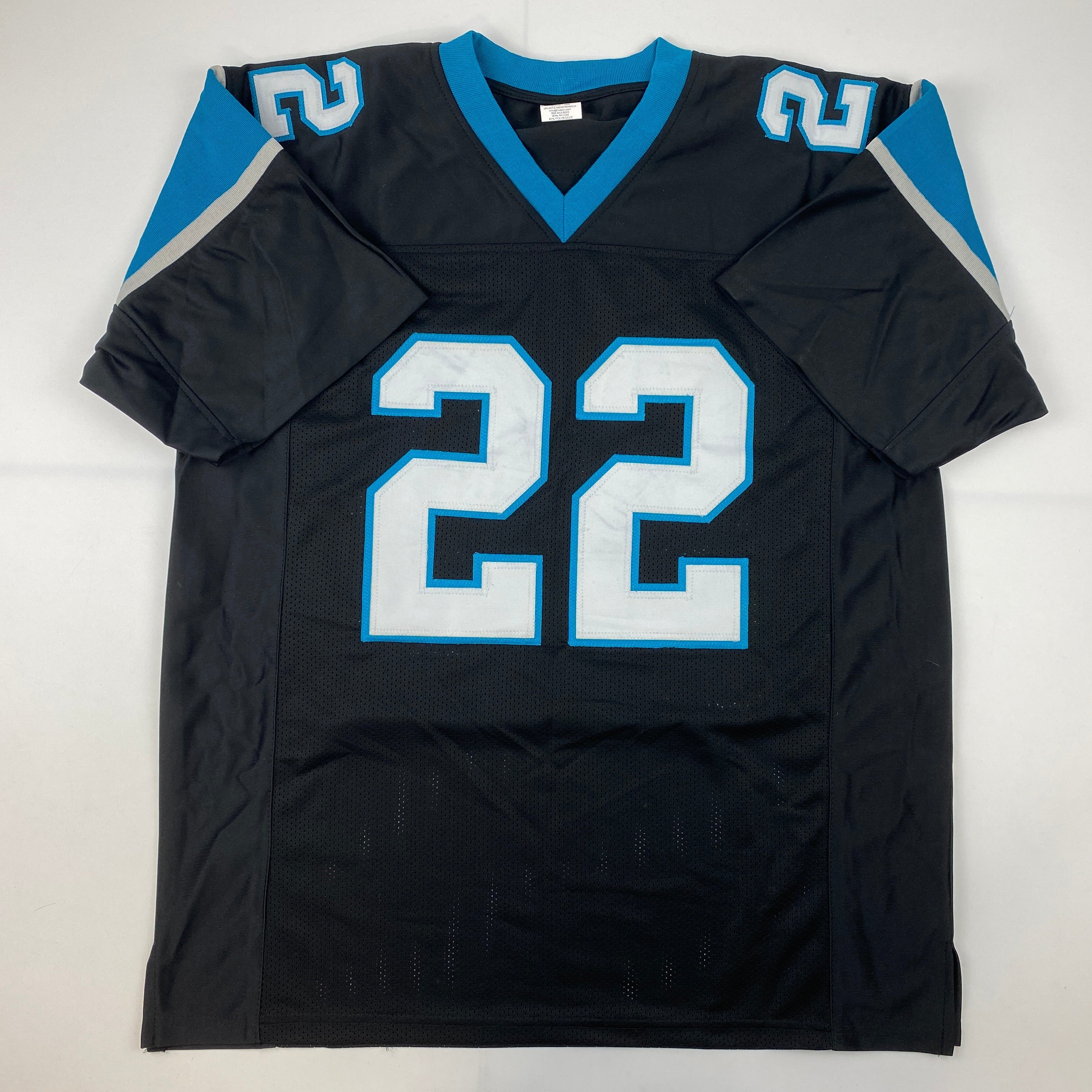 Facsimile Autographed Christian McCaffrey Carolina Black Reprint Laser Auto Football Jersey Size Men's XL
