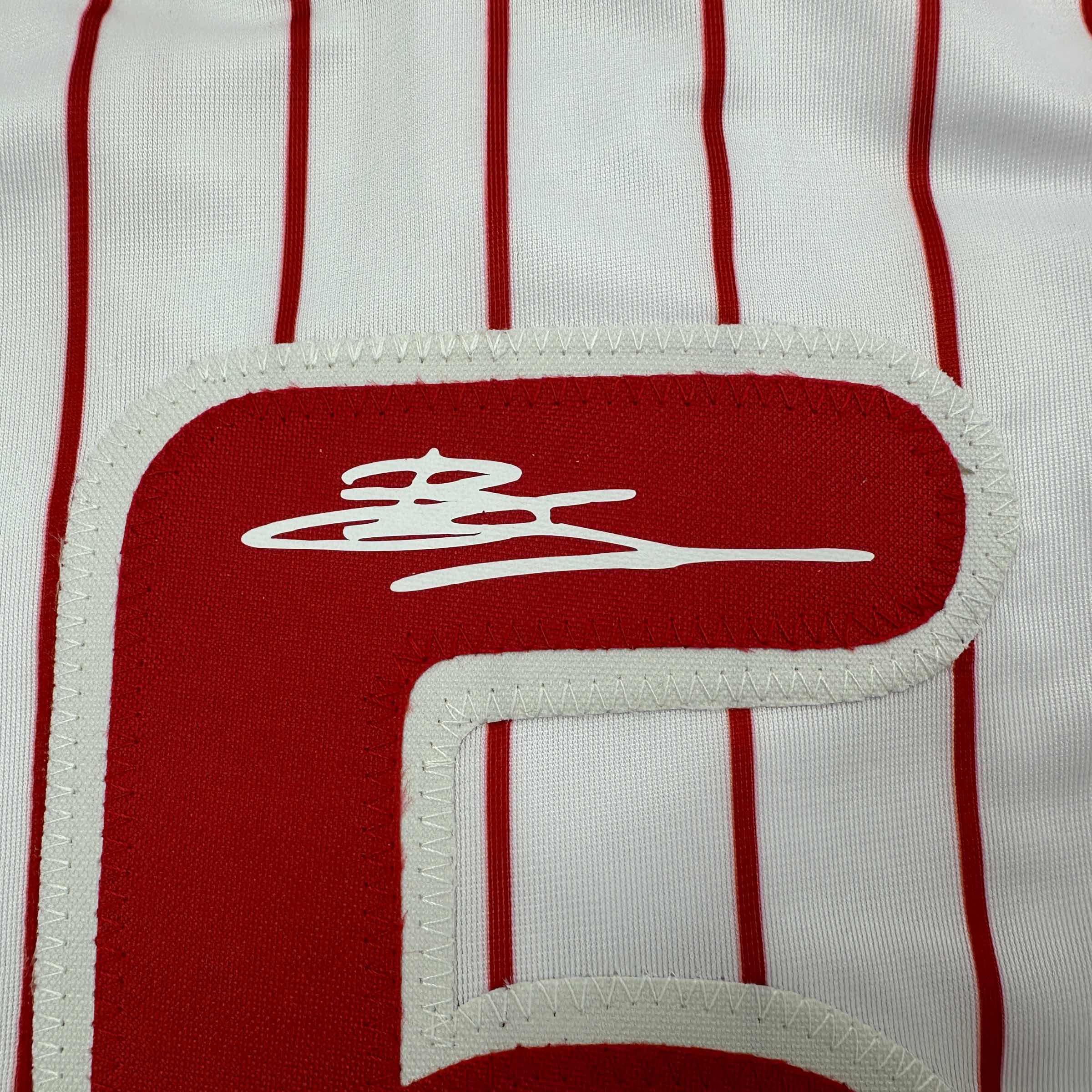 Facsimile Autographed Bryson Stott Philadelphia Pinstripe Reprint Laser Auto Baseball Jersey Size Men's XL