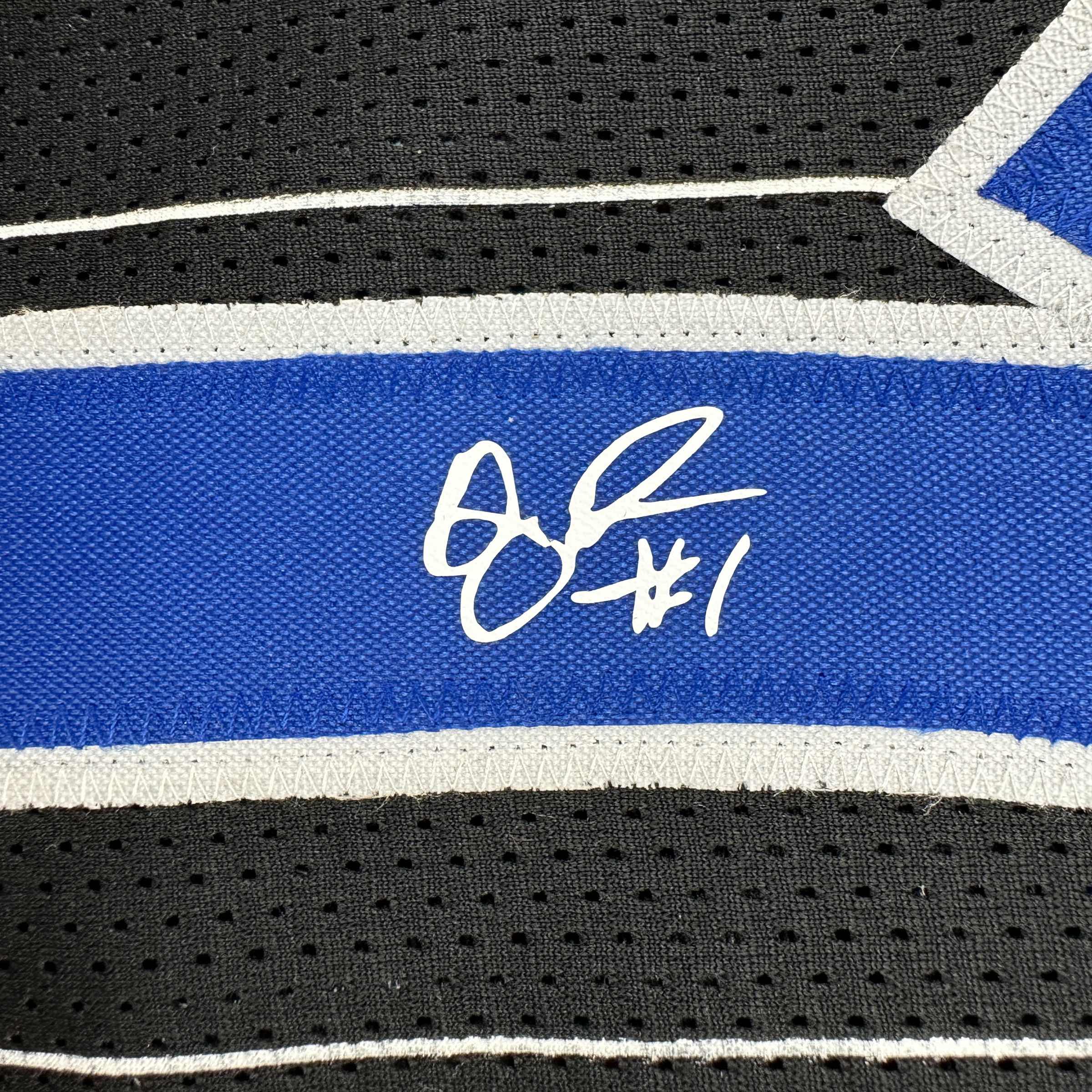 Facsimile Autographed Anfernee Penny Hardaway Orlando Black Pinstripe Reprint Laser Auto Basketball Jersey Size Men's XL