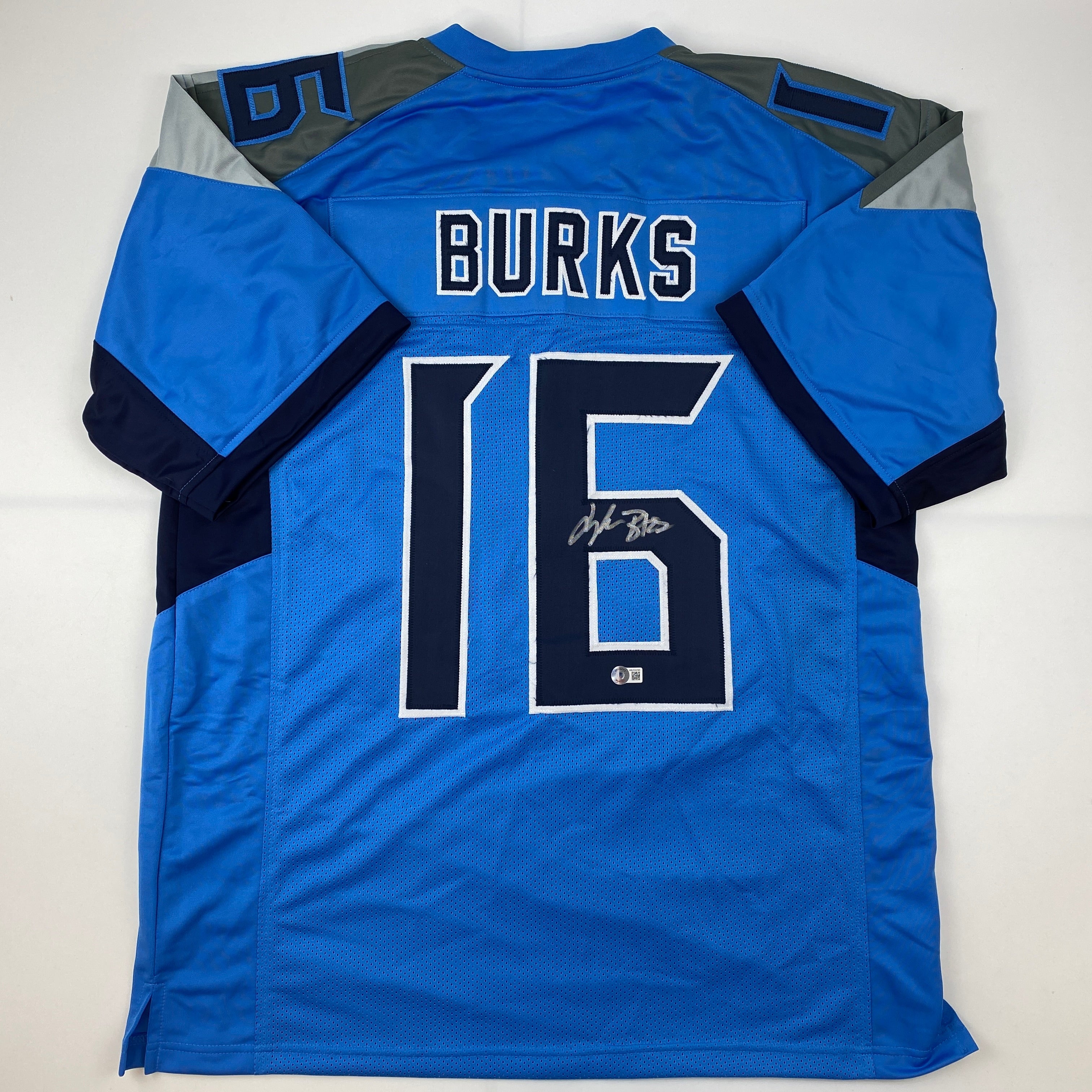 Autographed/Signed Treylon Burks Tennessee Light Blue Football Jersey Beckett BAS COA