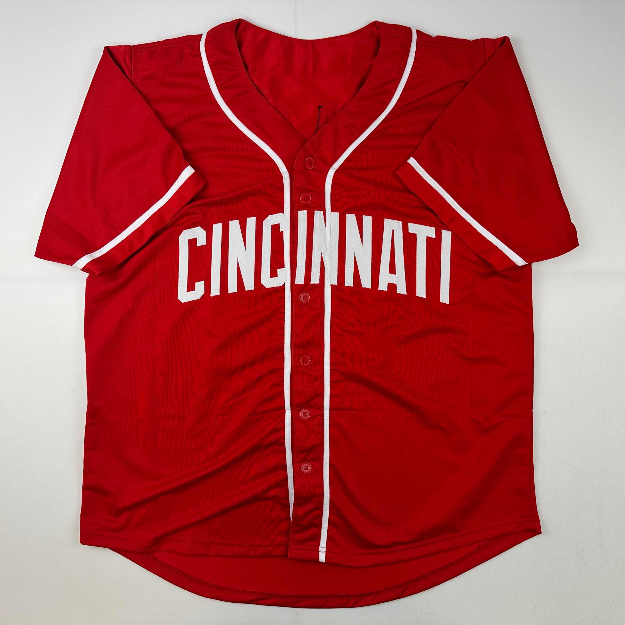 Facsimile Autographed Elly De La Cruz Cincinnati Red Reprint Laser Auto Baseball Jersey Size Men's XL