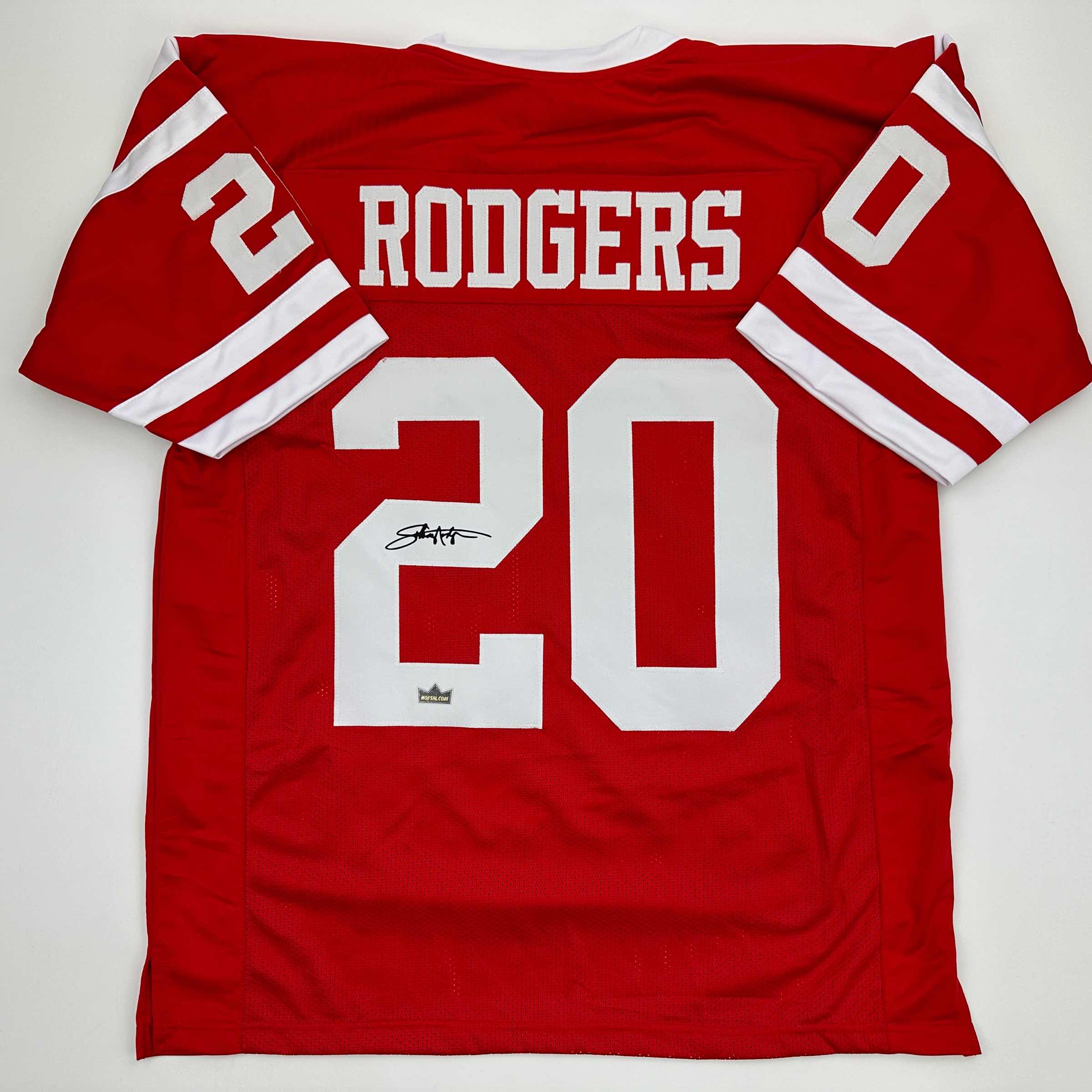 Facsimile Autographed Johnny Rodgers Nebraska Red Reprint Laser Auto College Football Jersey Size Men's XL