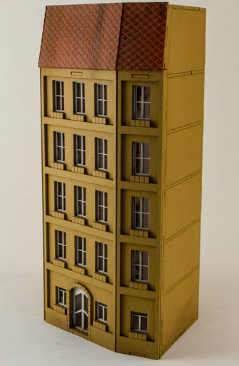 15mm European City Corner Building (Matboard) - 15MCSS125