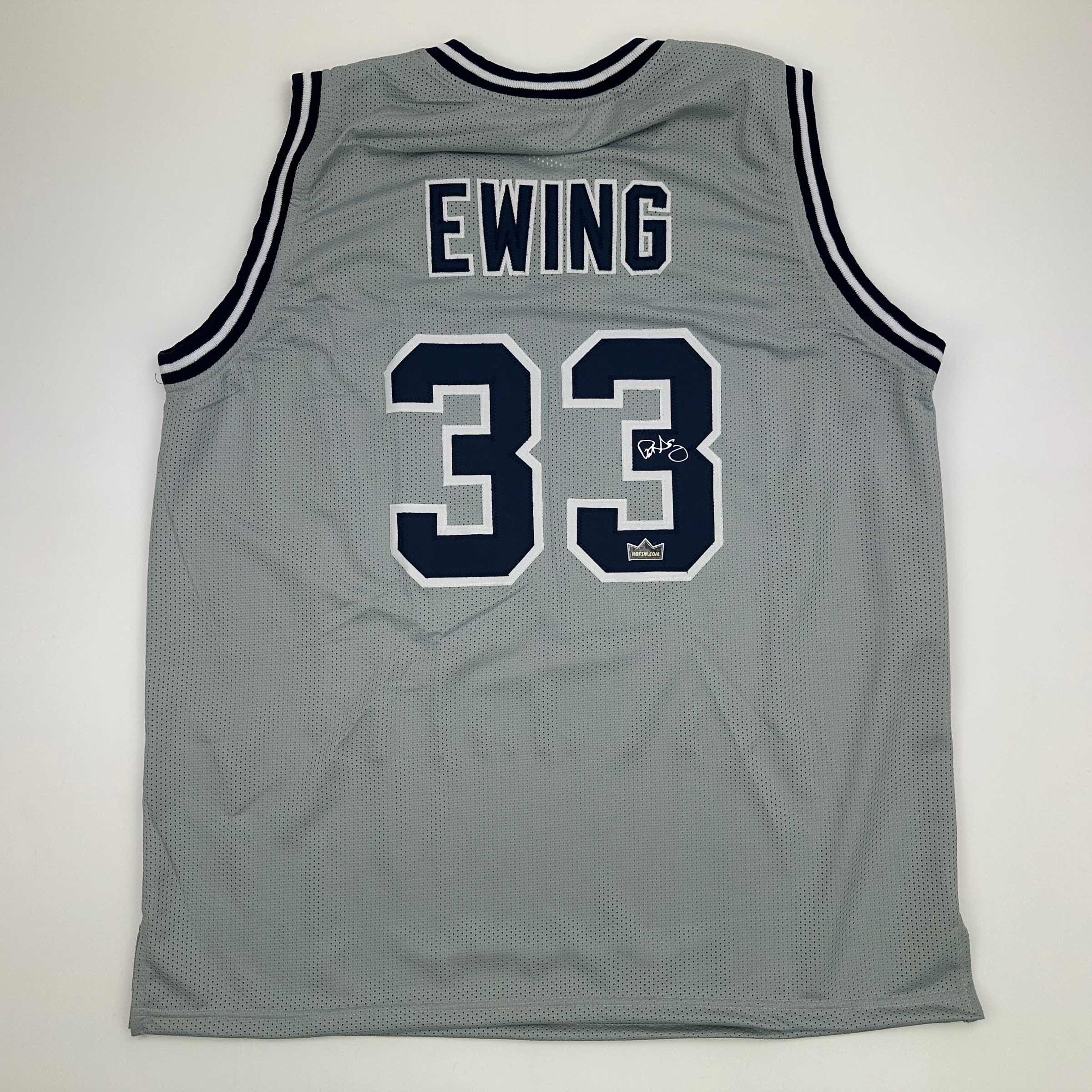 Facsimile Autographed Patrick Ewing Georgetown Grey Reprint Laser Auto College Basketball Jersey Size Men's XL