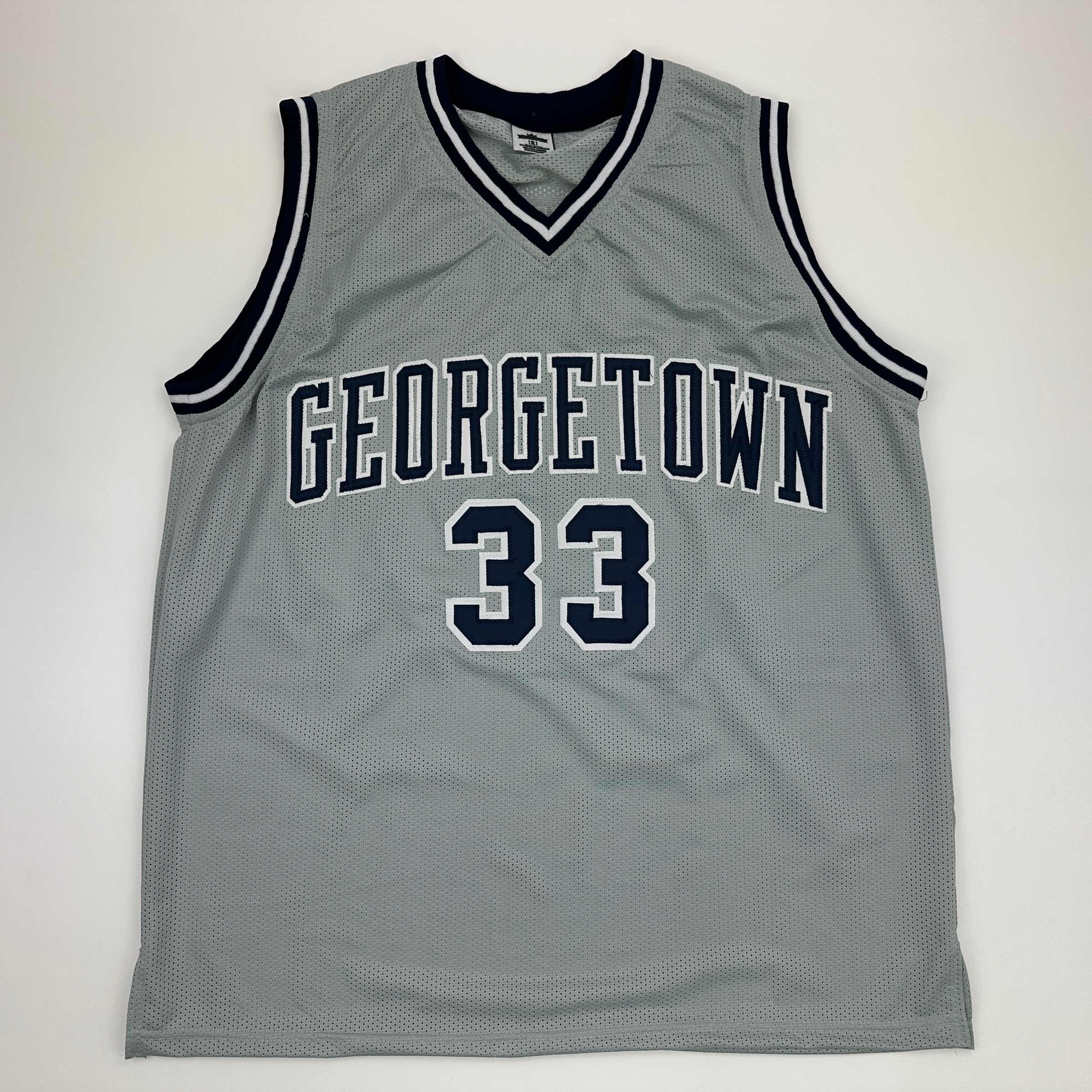 Facsimile Autographed Patrick Ewing Georgetown Grey Reprint Laser Auto College Basketball Jersey Size Men's XL