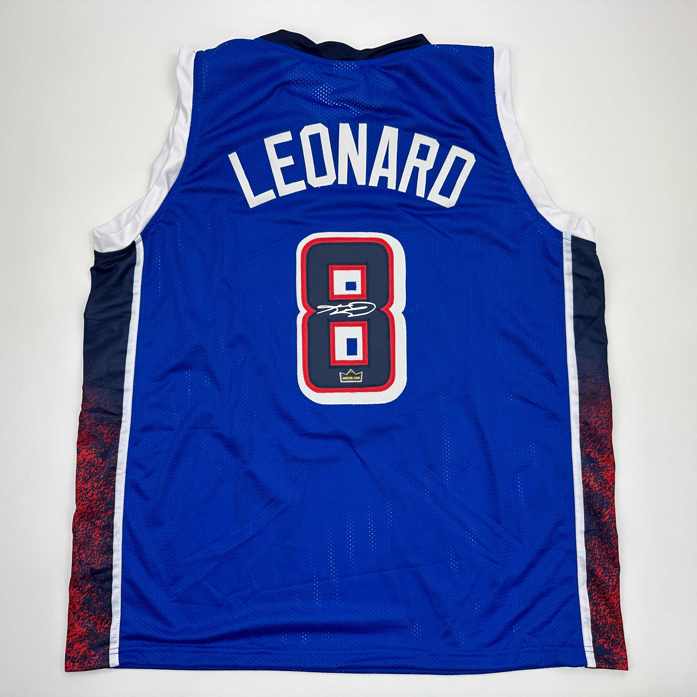 Facsimile Autographed Kawhi Leonard 2024 United States Team USA Blue Reprint Laser Auto Basketball Jersey Size Men's XL