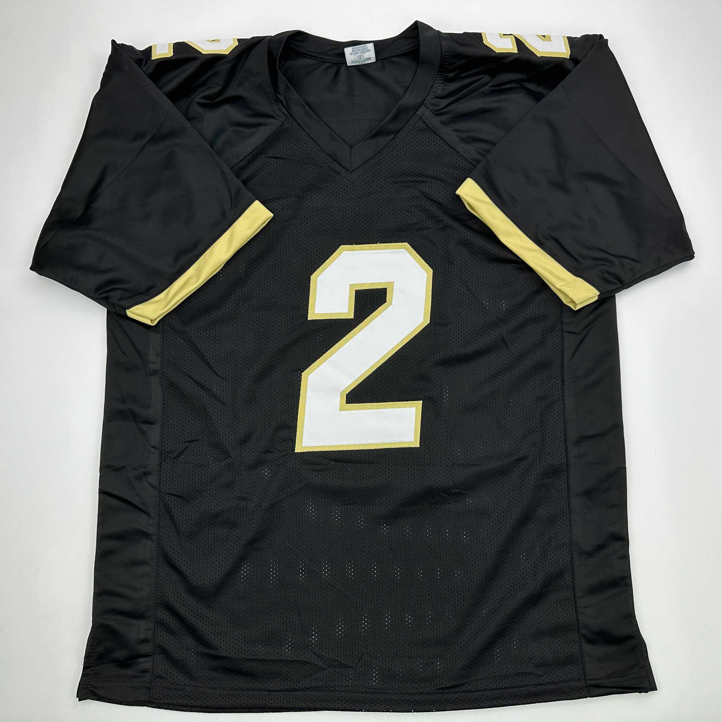 Facsimile Autographed Shedeur Sanders Colorado Black Reprint Laser Auto College Football Jersey Size Men's XL